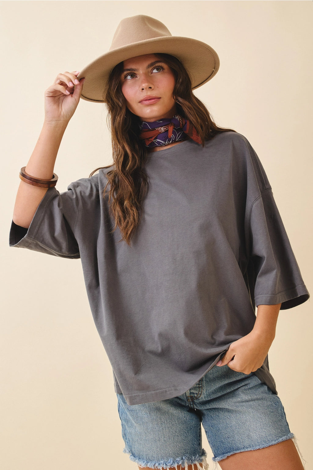 Oversized Charcoal Everyday Cotton Tee