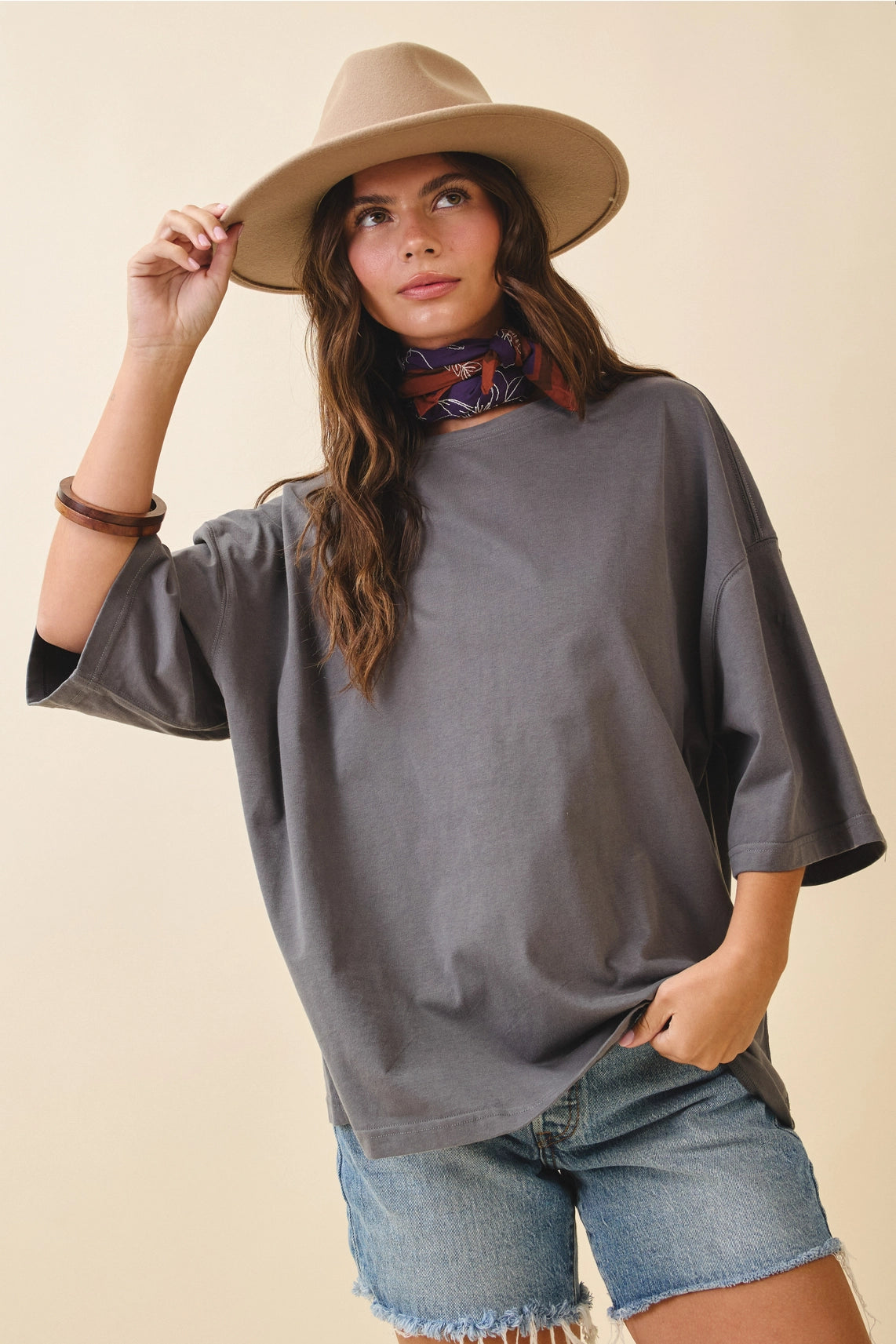 Oversized Charcoal Everyday Cotton Tee