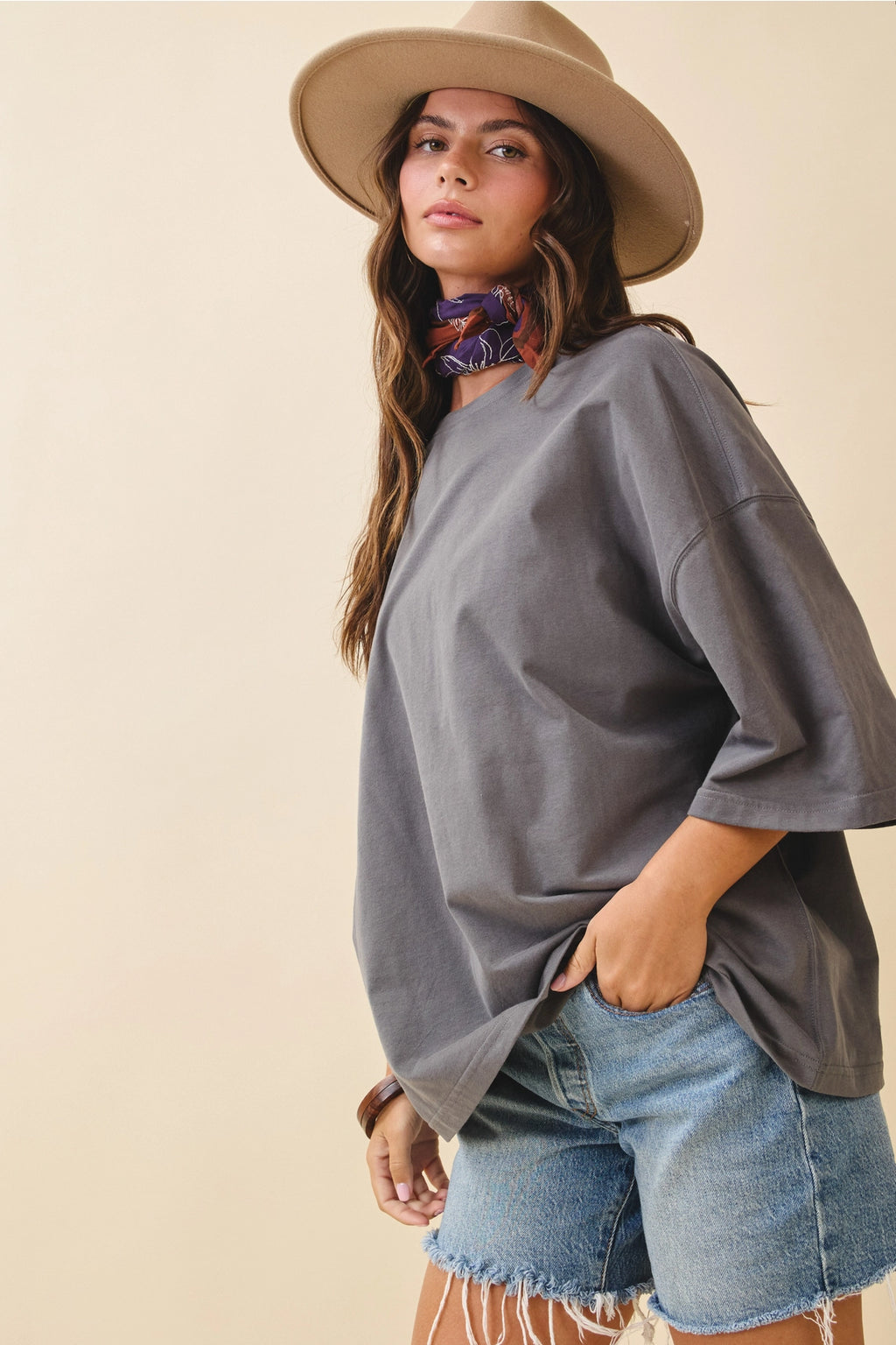 Oversized Charcoal Everyday Cotton Tee
