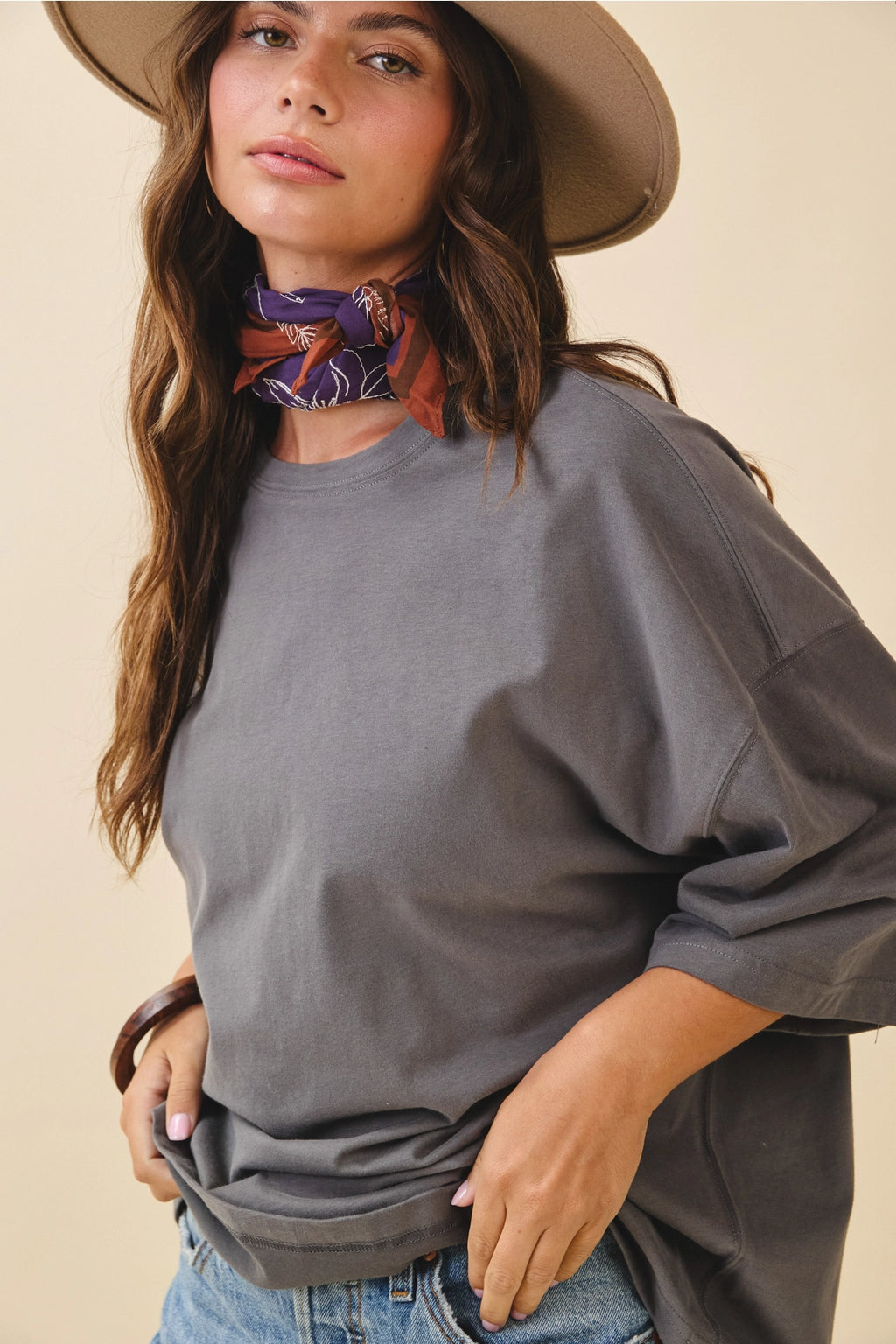 Oversized Charcoal Everyday Cotton Tee