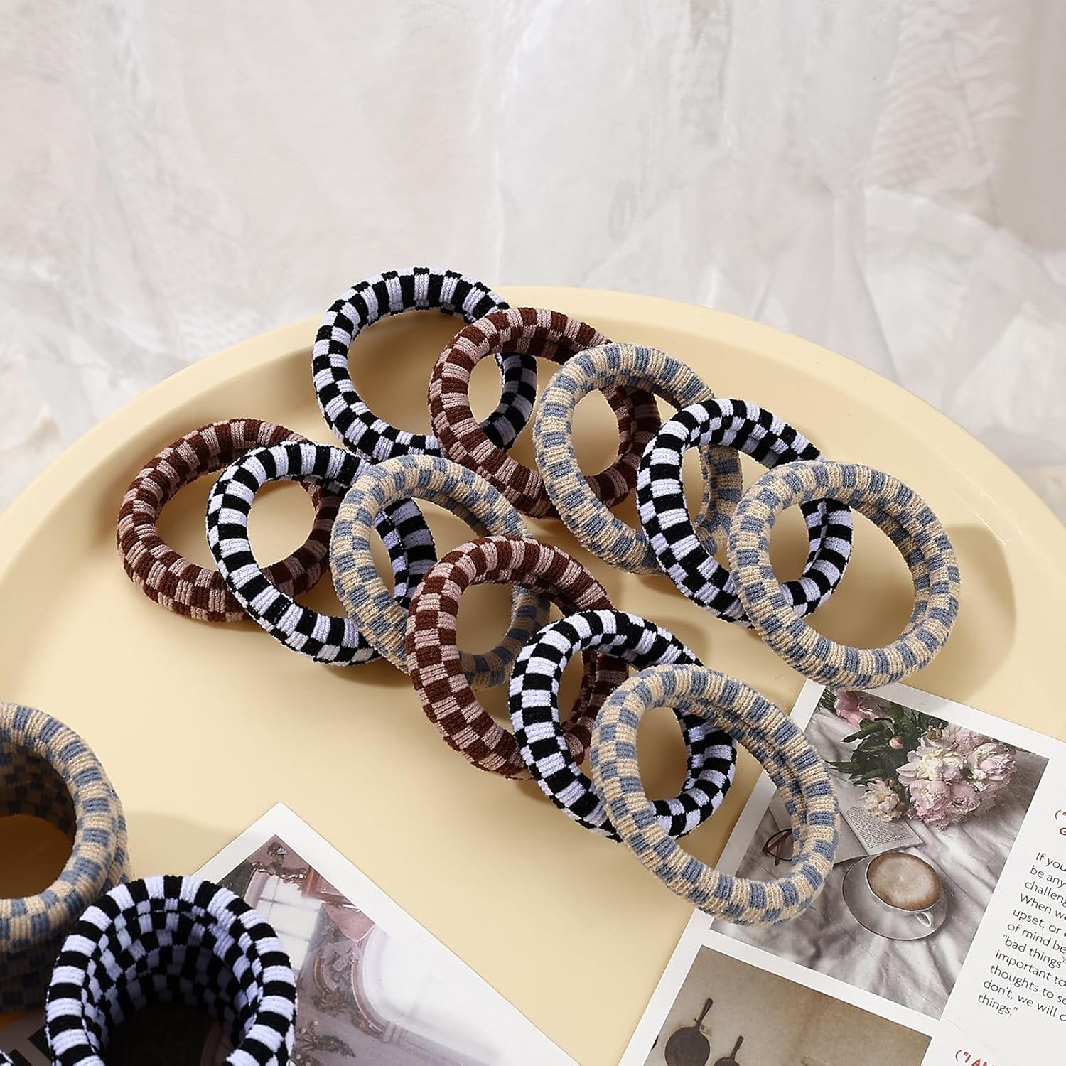 Seamless Checkered Hair Ties - Pack of 3