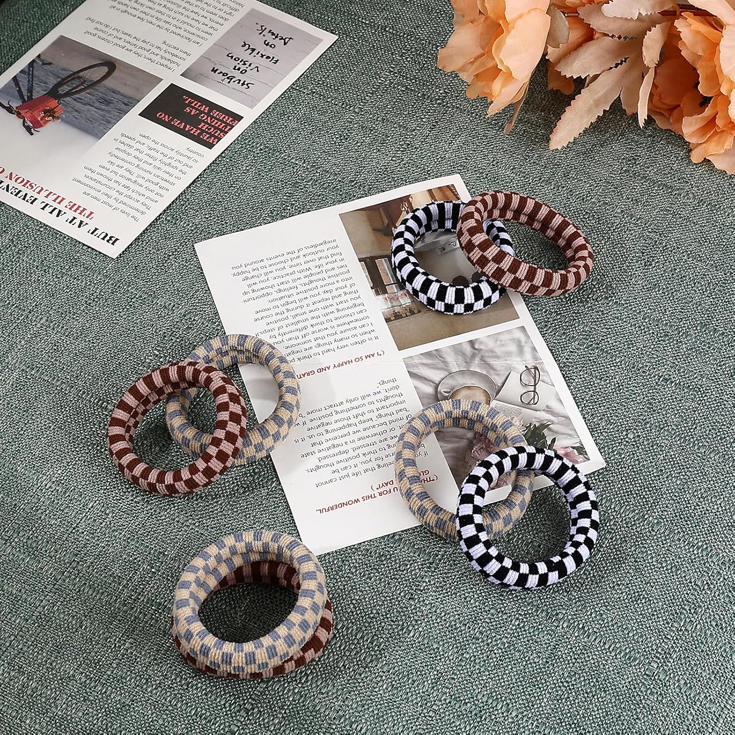 Seamless Checkered Hair Ties - Pack of 3