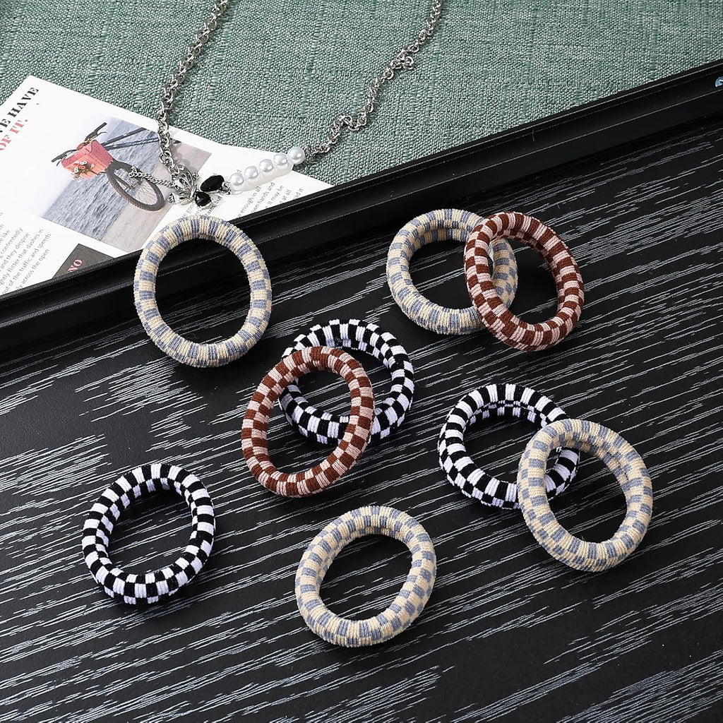 Seamless Checkered Hair Ties - Pack of 3