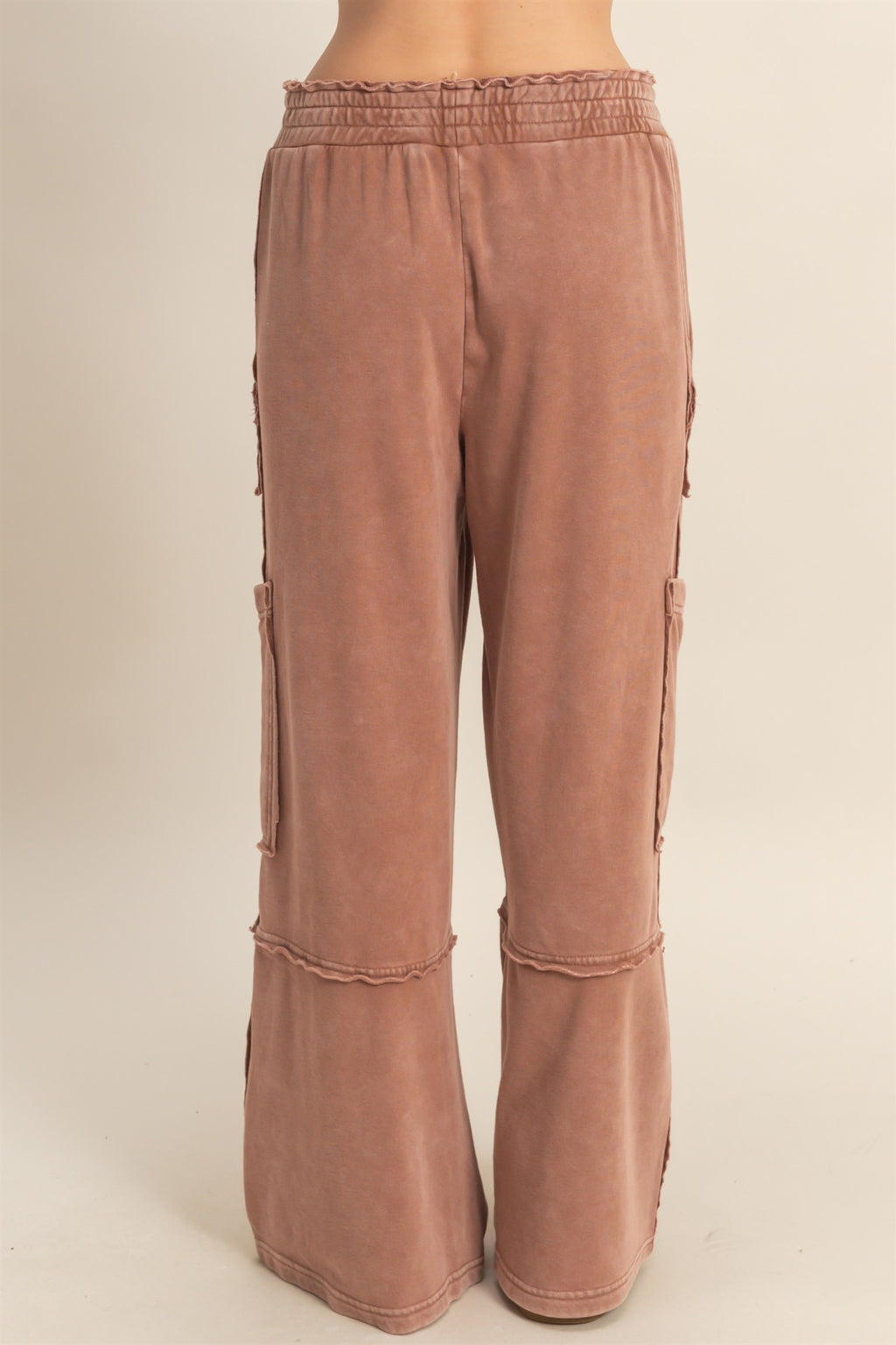 Chestnut Mineral Washed Oversized Cargo Sweatpants