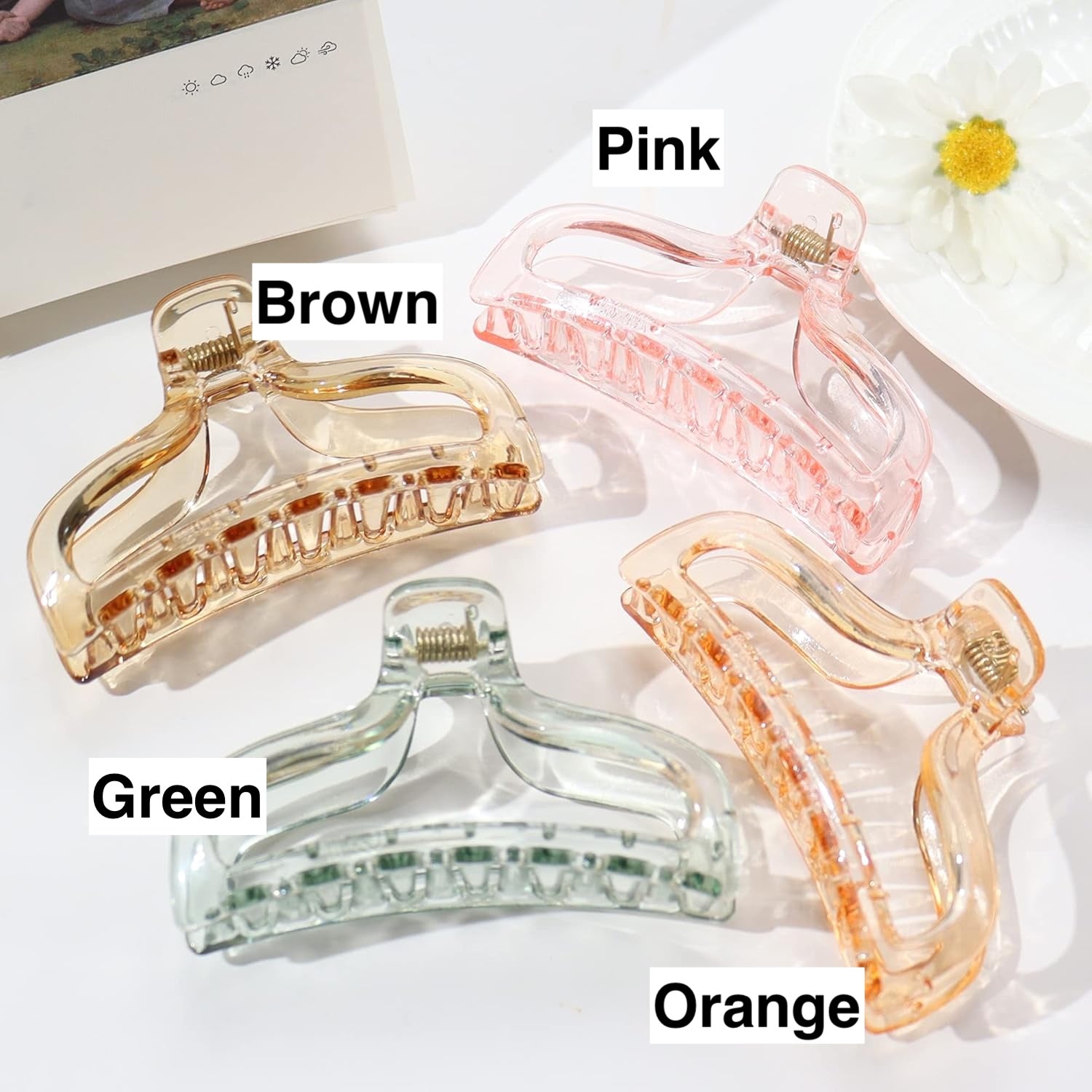 Clear 3.5 Inch Hair Claw Clips