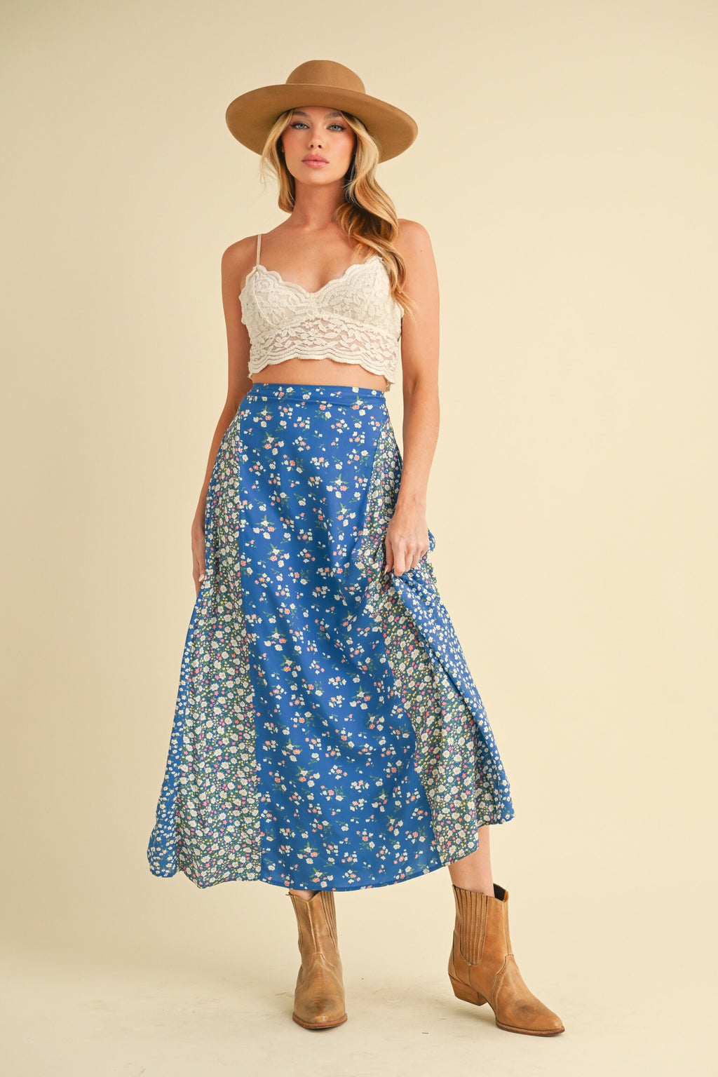 Floral Cobalt Blue Melanie Skirt