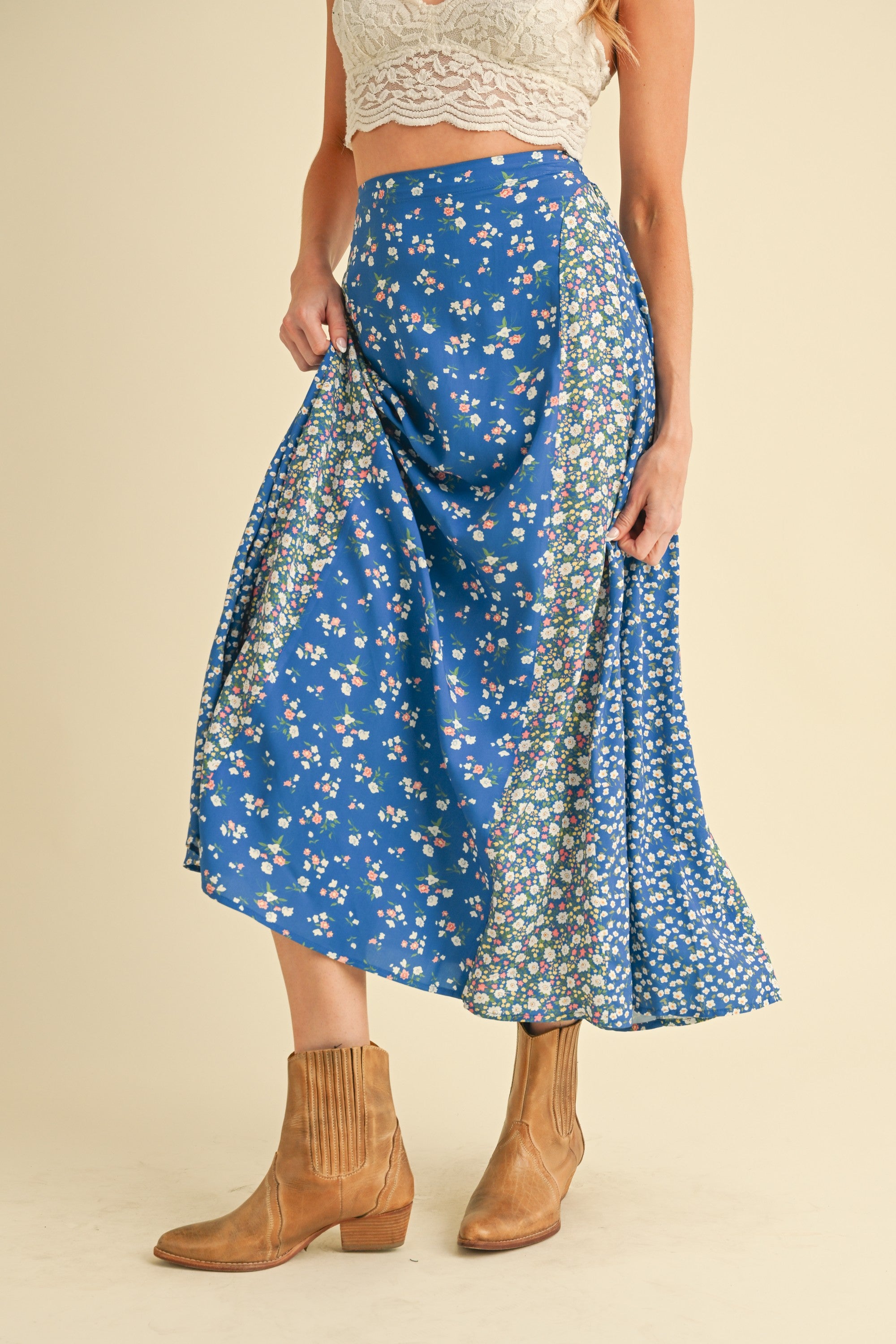 Floral Cobalt Blue Melanie Skirt