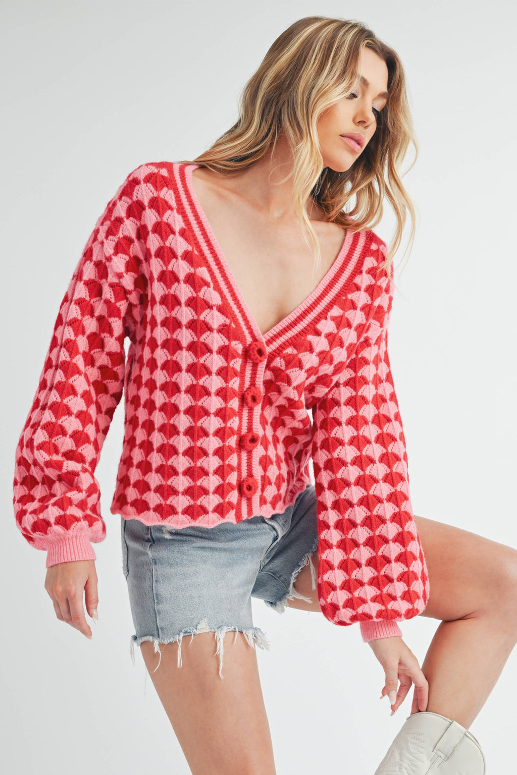 Fantasia Pink + Red Cardigan