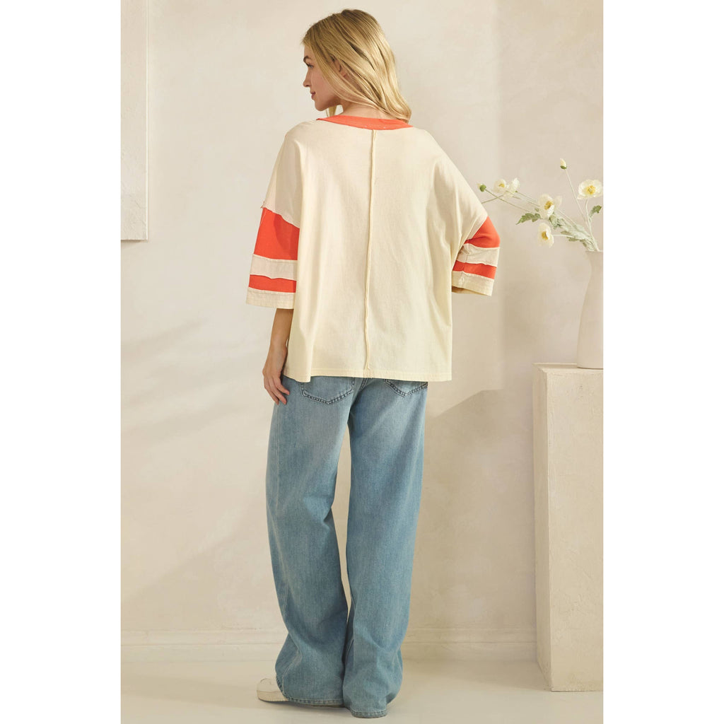 Colorblock Star Patch Applique Top