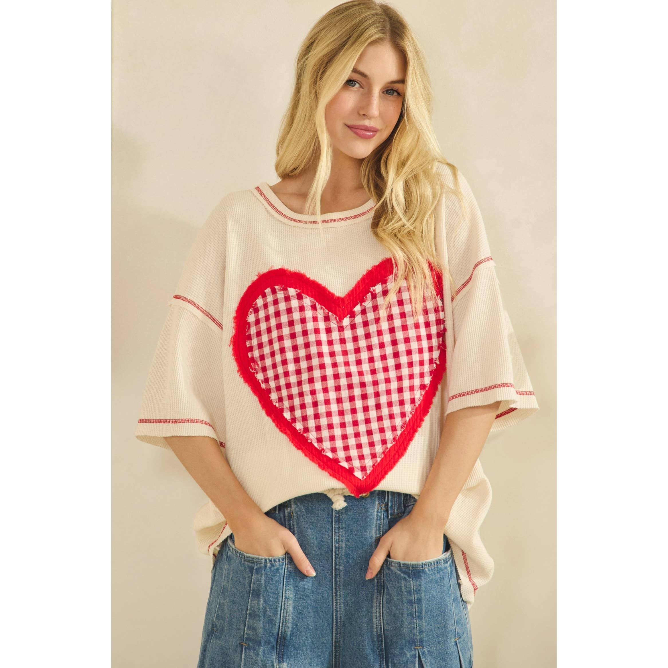 Sweetheart Gingham Waffle Tee