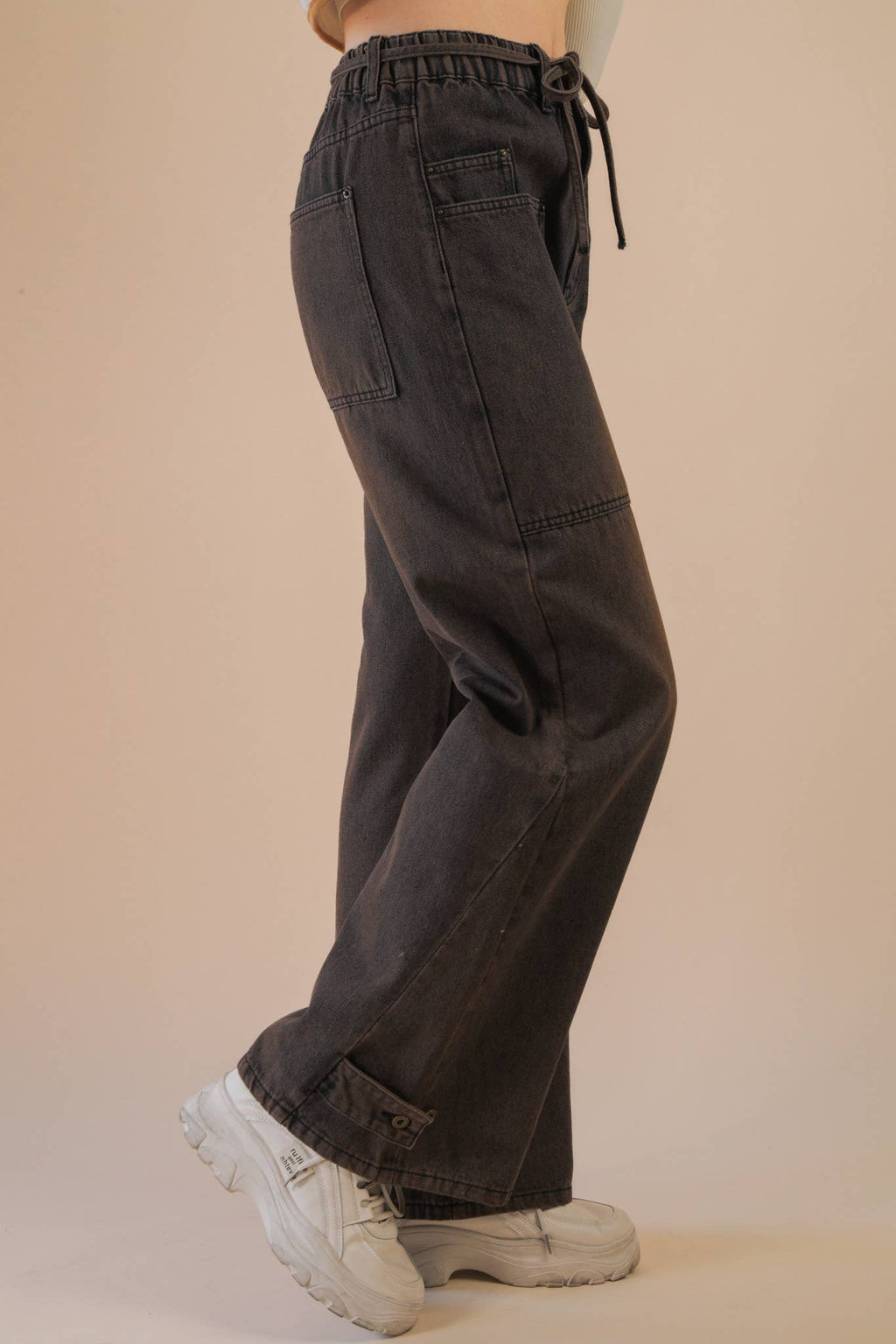 Very Jean Wide Leg Brown Washed Denim Jean