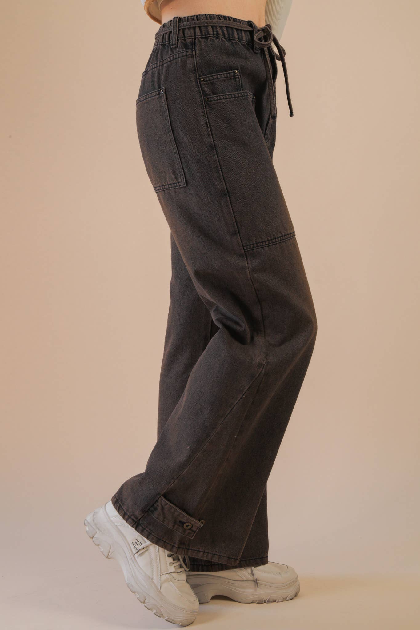 Very Jean Wide Leg Brown Washed Denim Jean