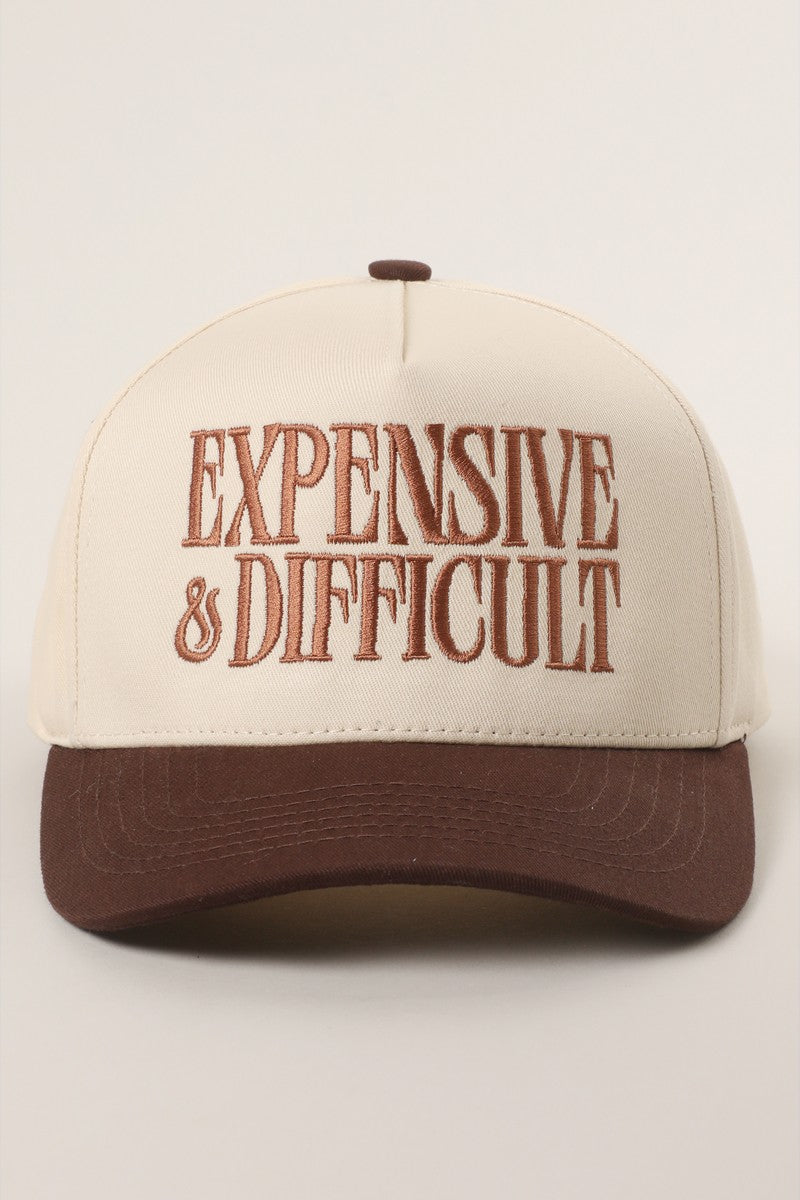 Expensive And Difficult Brown Embroidered Trucker Hat