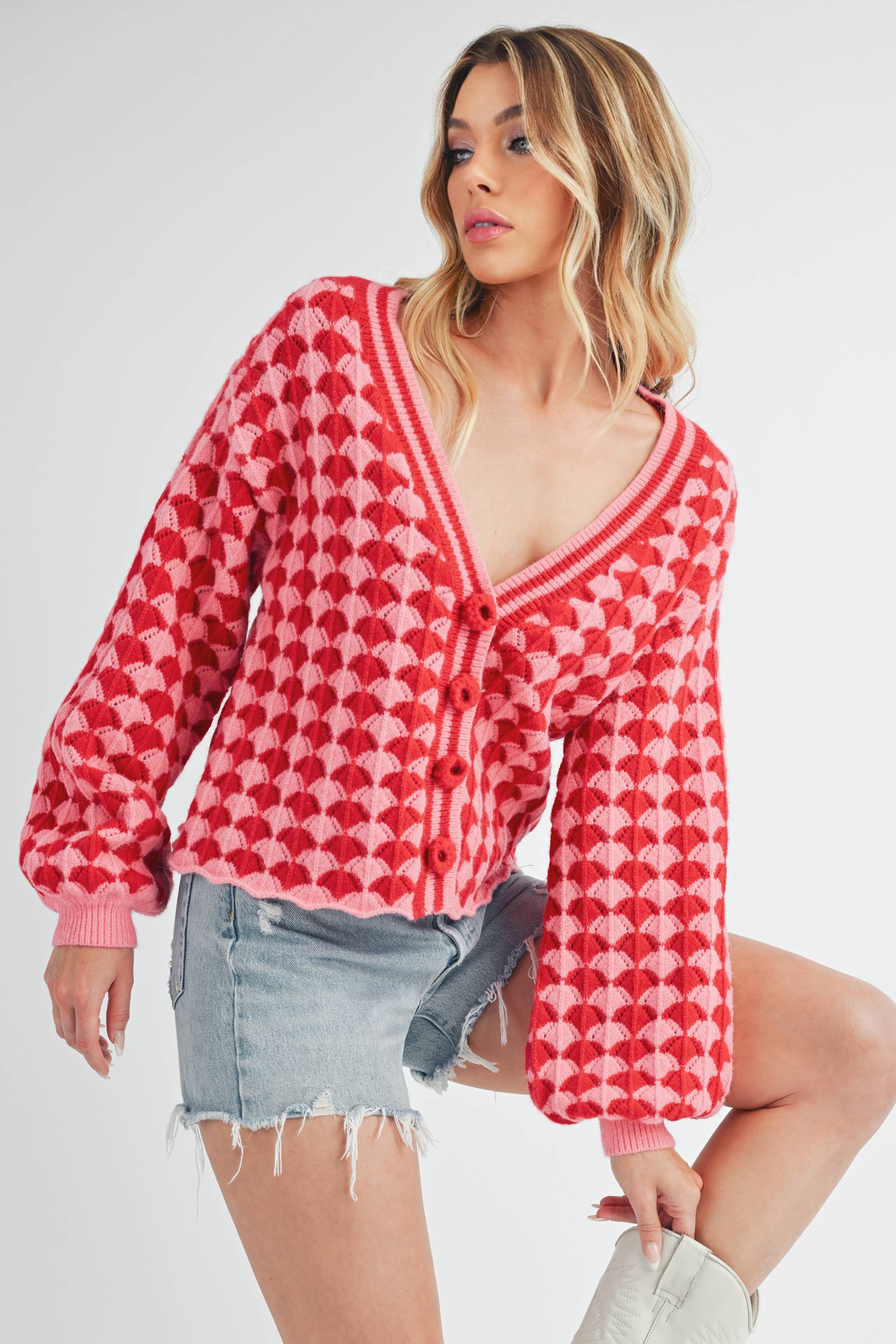 Fantasia Pink + Red Cardigan