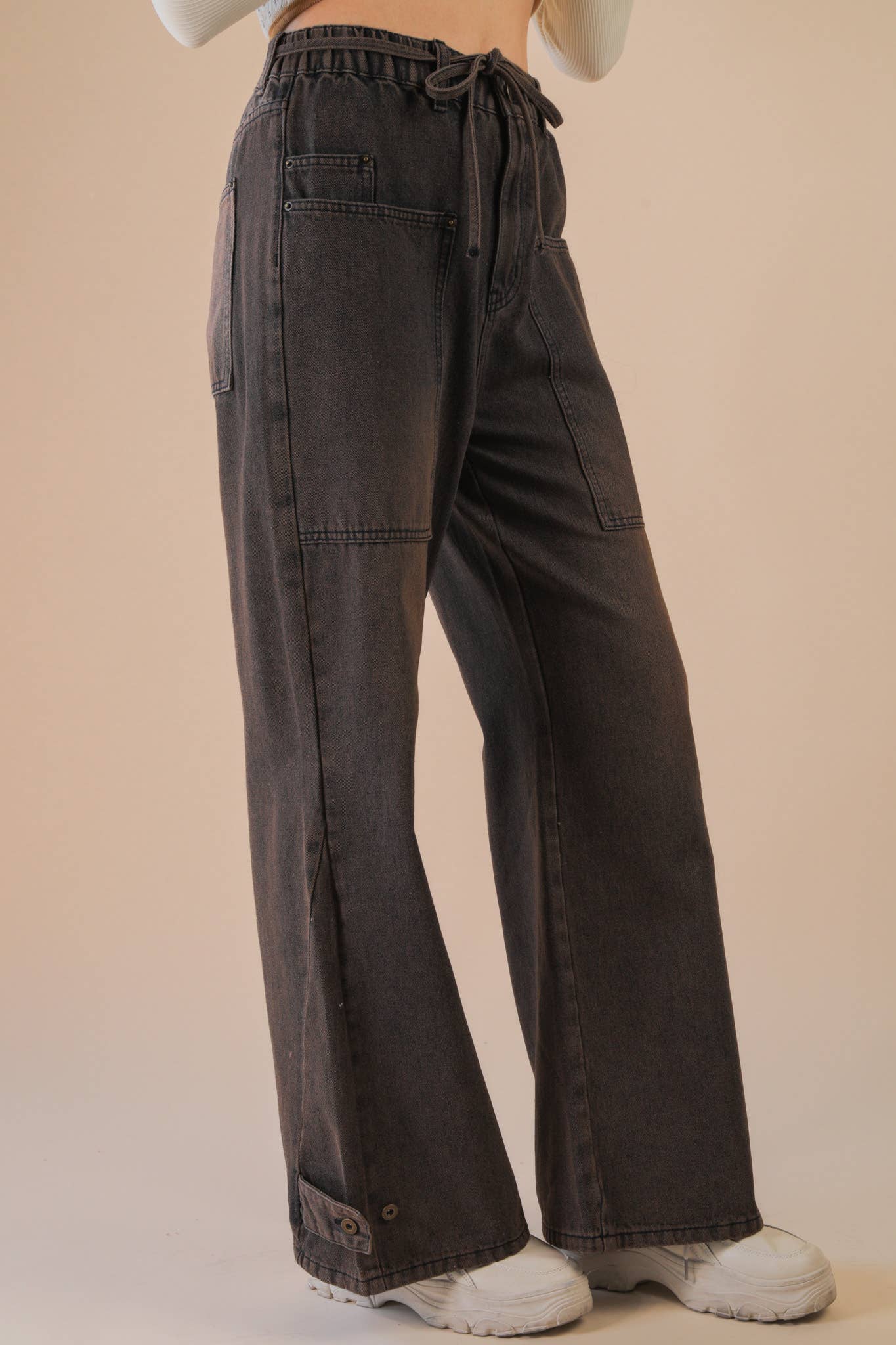 Very Jean Wide Leg Brown Washed Denim Jean