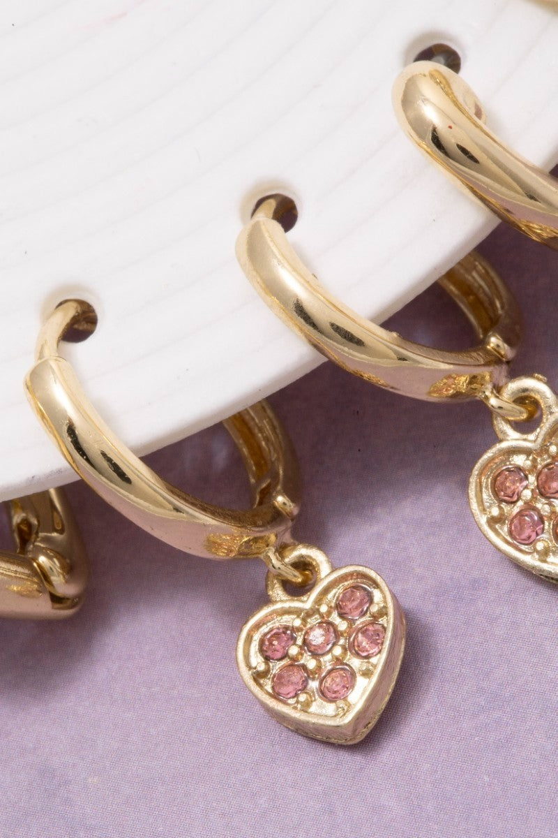 Ten Pair Assorted Cz Hearts Mini Earrings Set