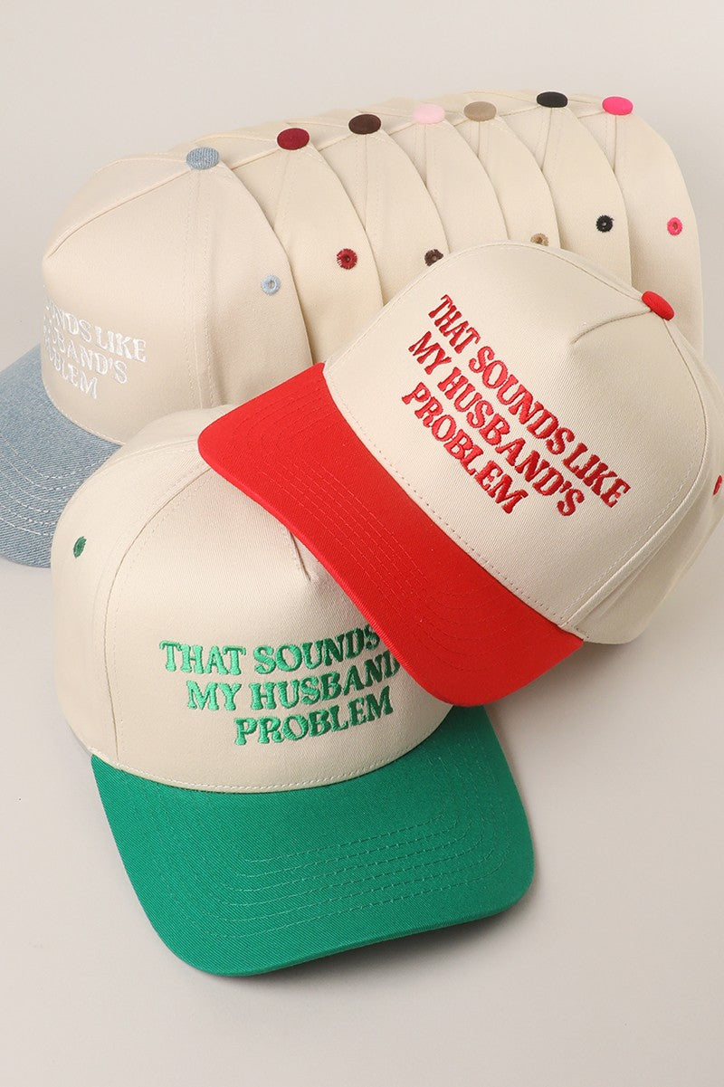 That Sounds Like My Husband's Problem Red Embroidered Trucker Hat