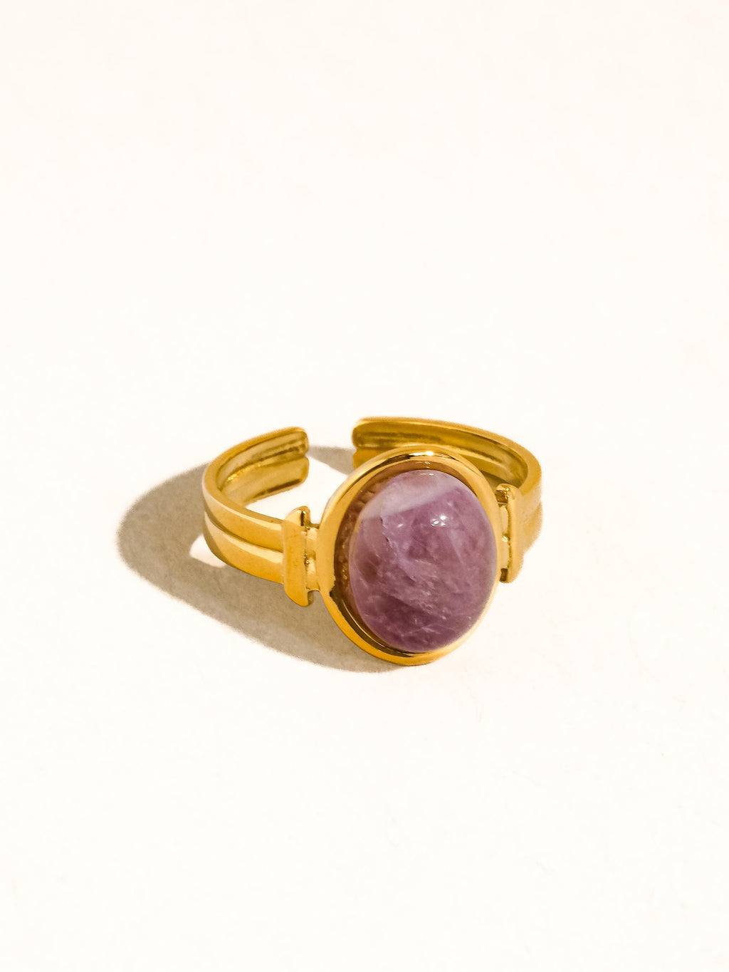Jett 18k Gold Non-tarnish Pink Stone Adjustable Ring