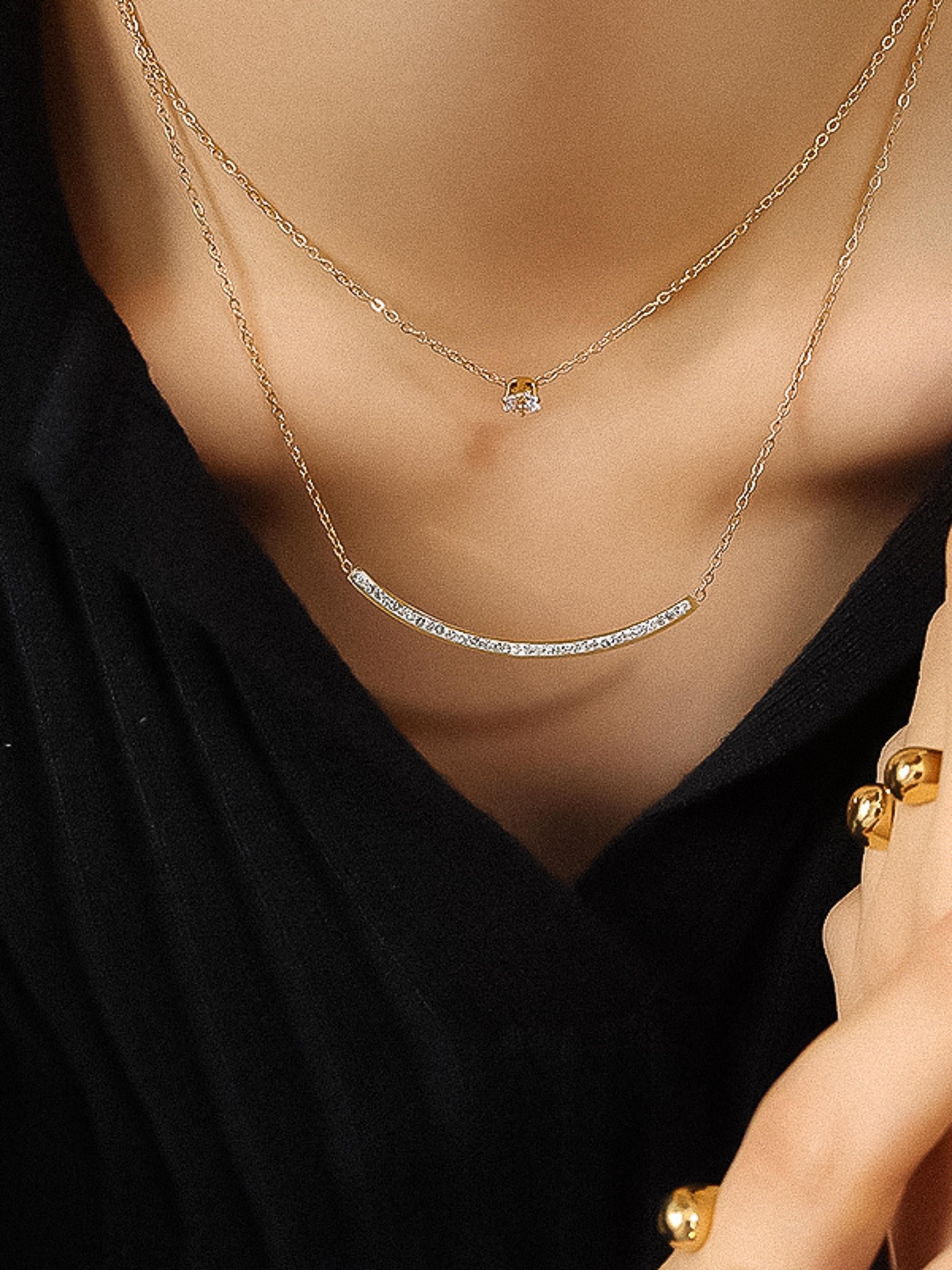 18k Gold Layered Smile Cz Necklace