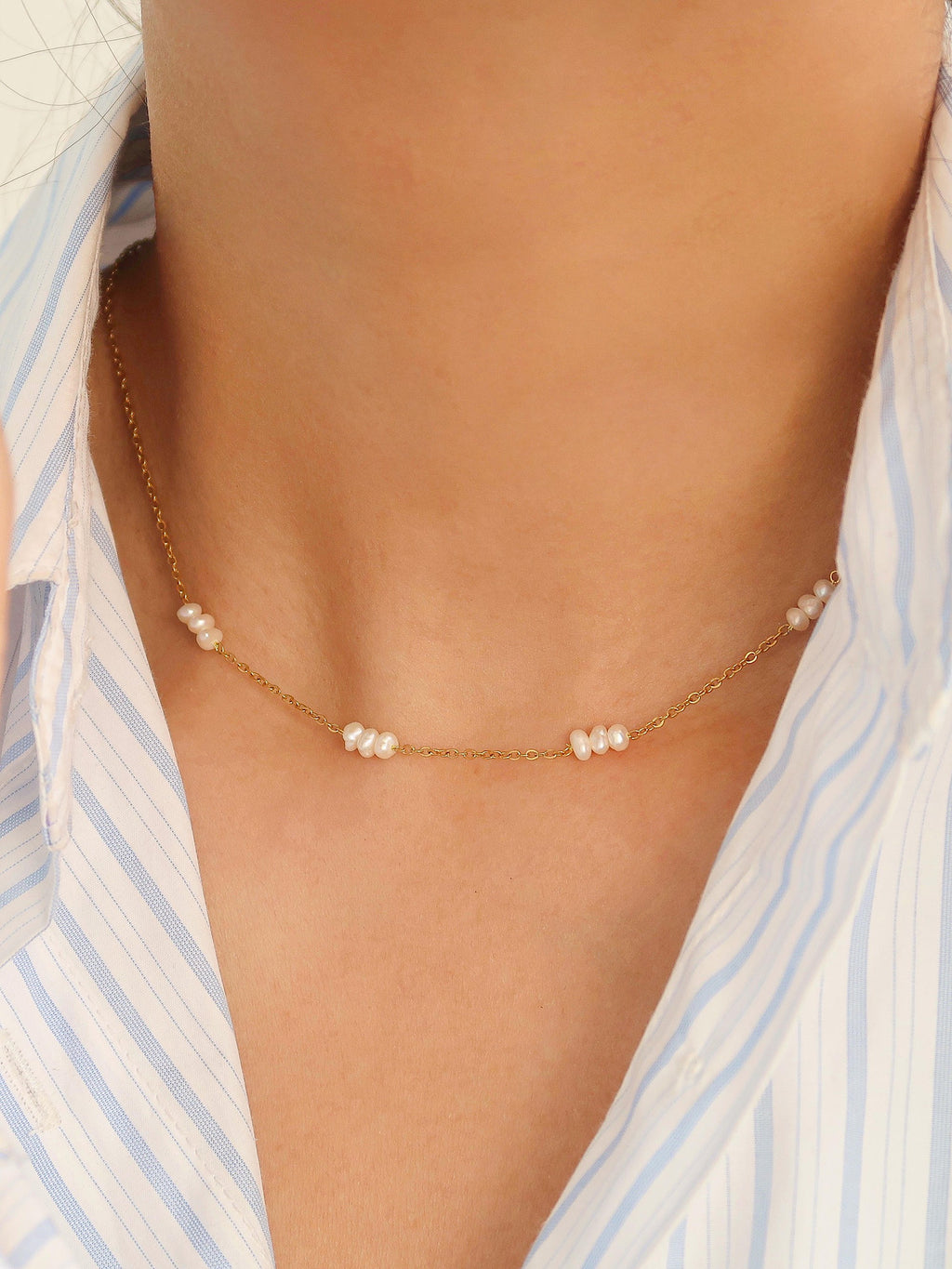 Leilani 18k Petite Multi-pearl Choker