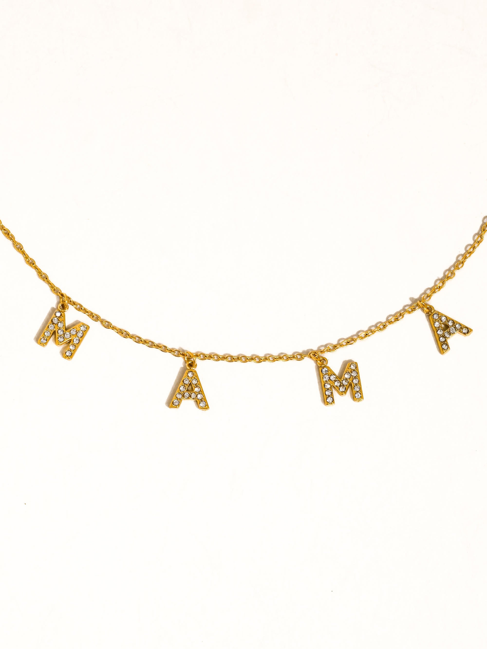 Moana 18k Gold Non-tarnish Cz Mama Letter Necklace