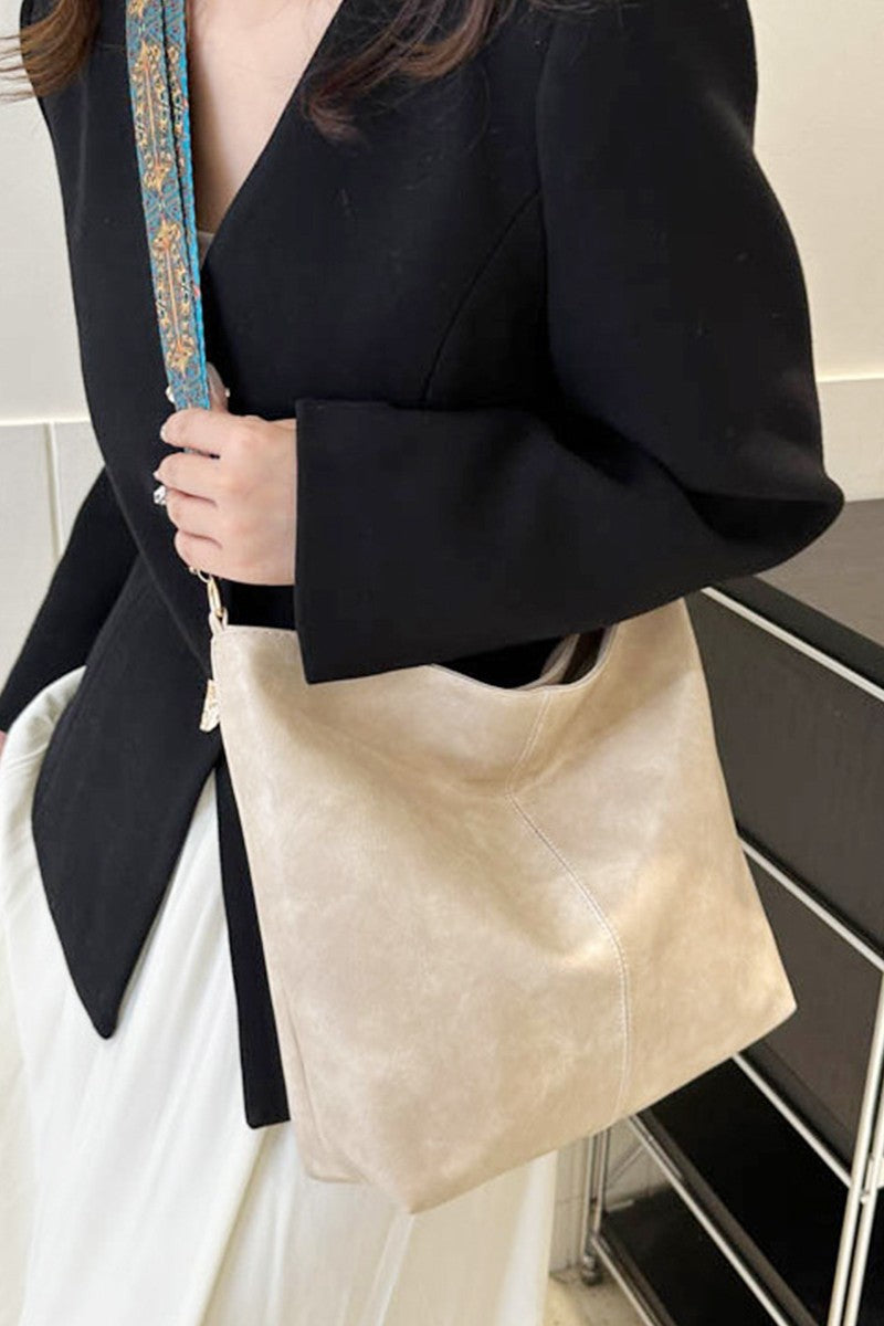 Retro Pattern Neutral Vegan Leather Crossbody Shoulder Bag