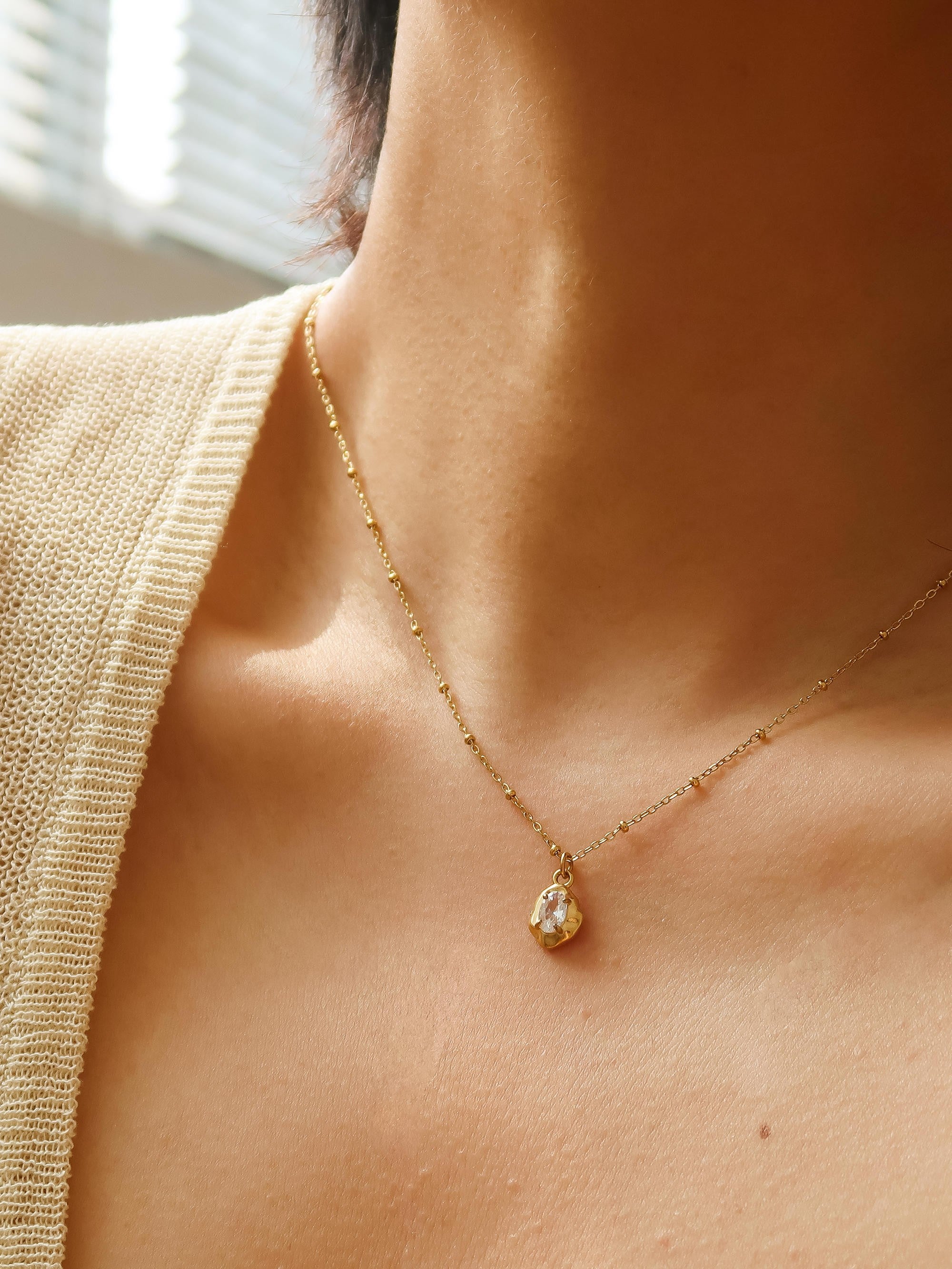 18k Gold Petite Cz Necklace
