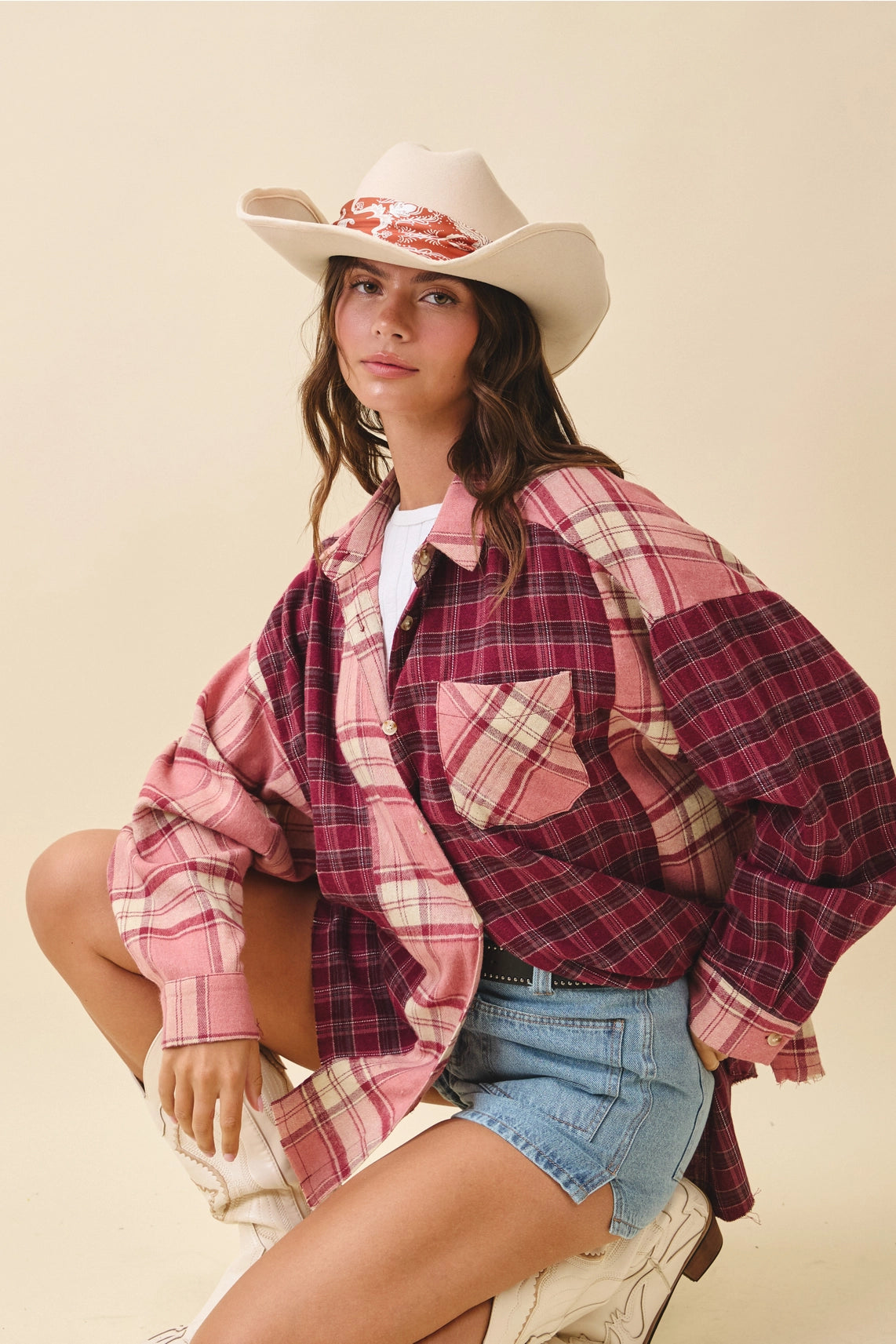 Kambrie Pink Plaid Flannel Shirt