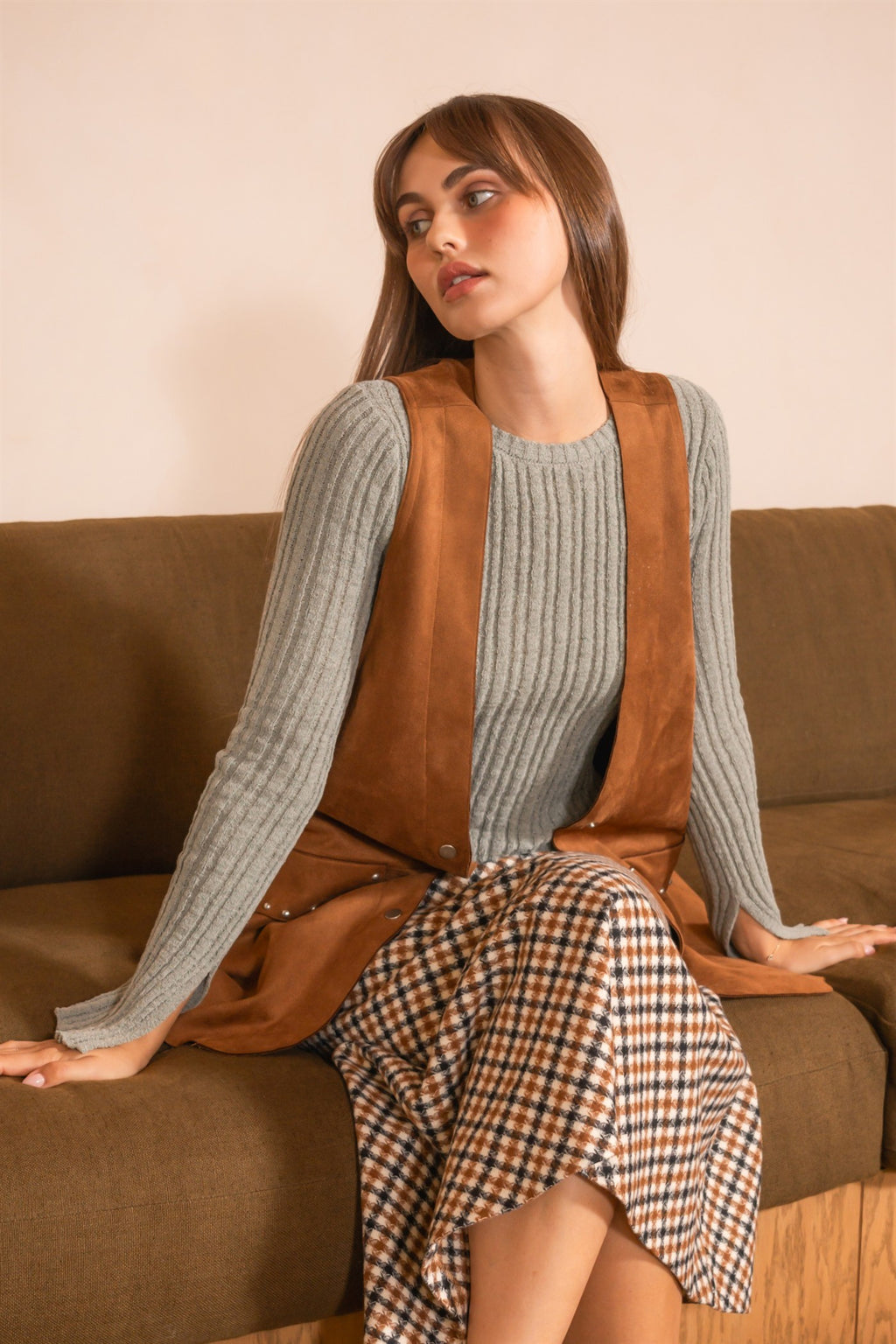 Sage Green Ribbed Knit Sweater