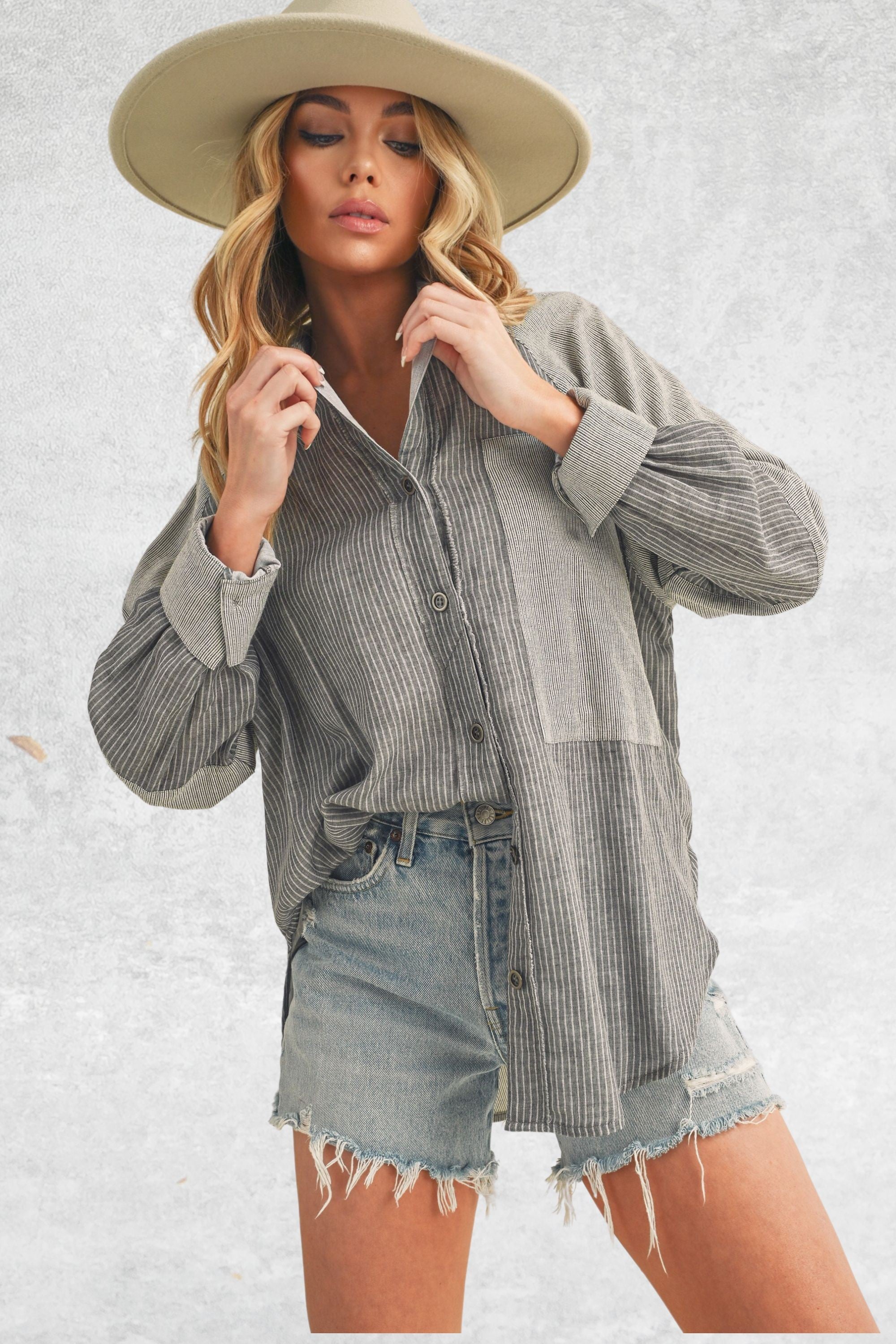 Shia Black Striped Top