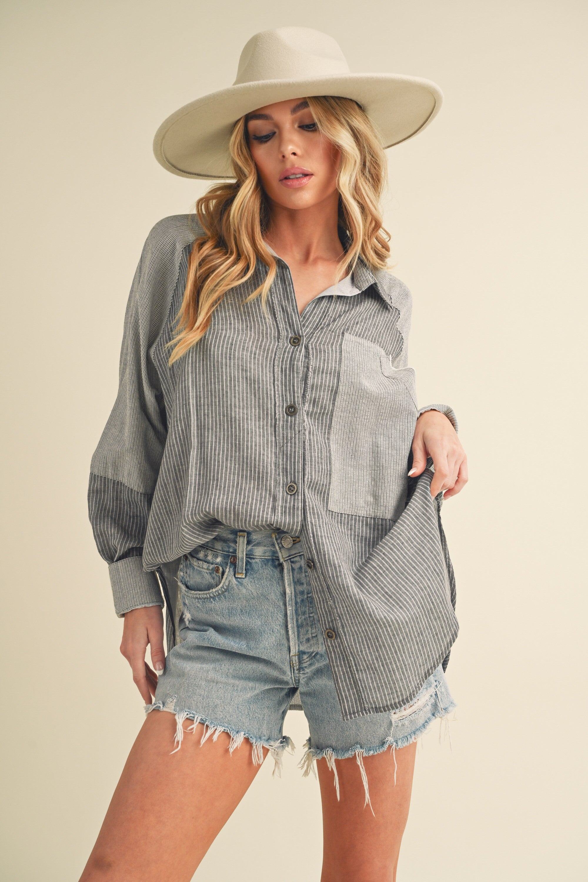 Shia Black Striped Top