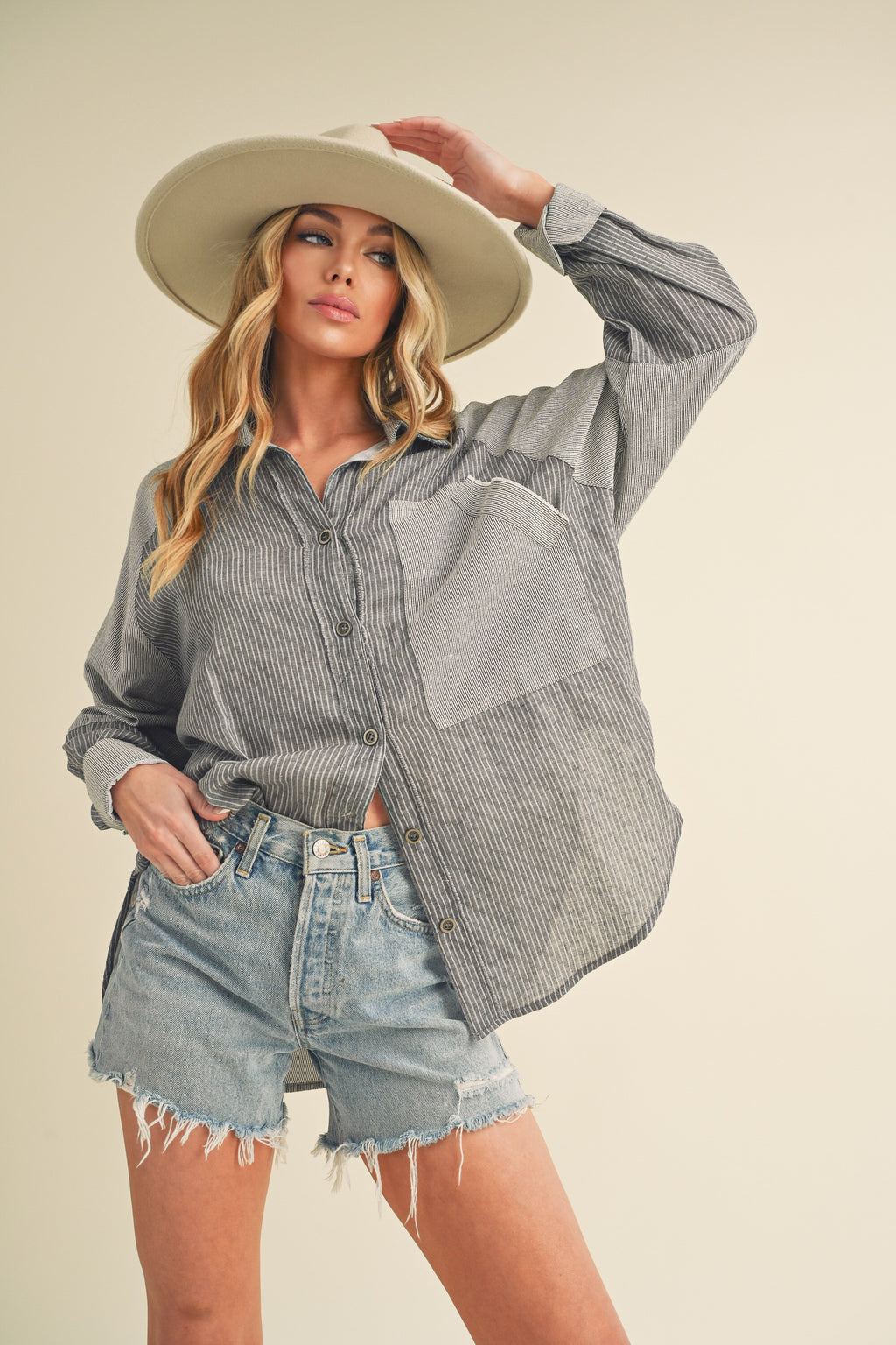 Shia Black Striped Top