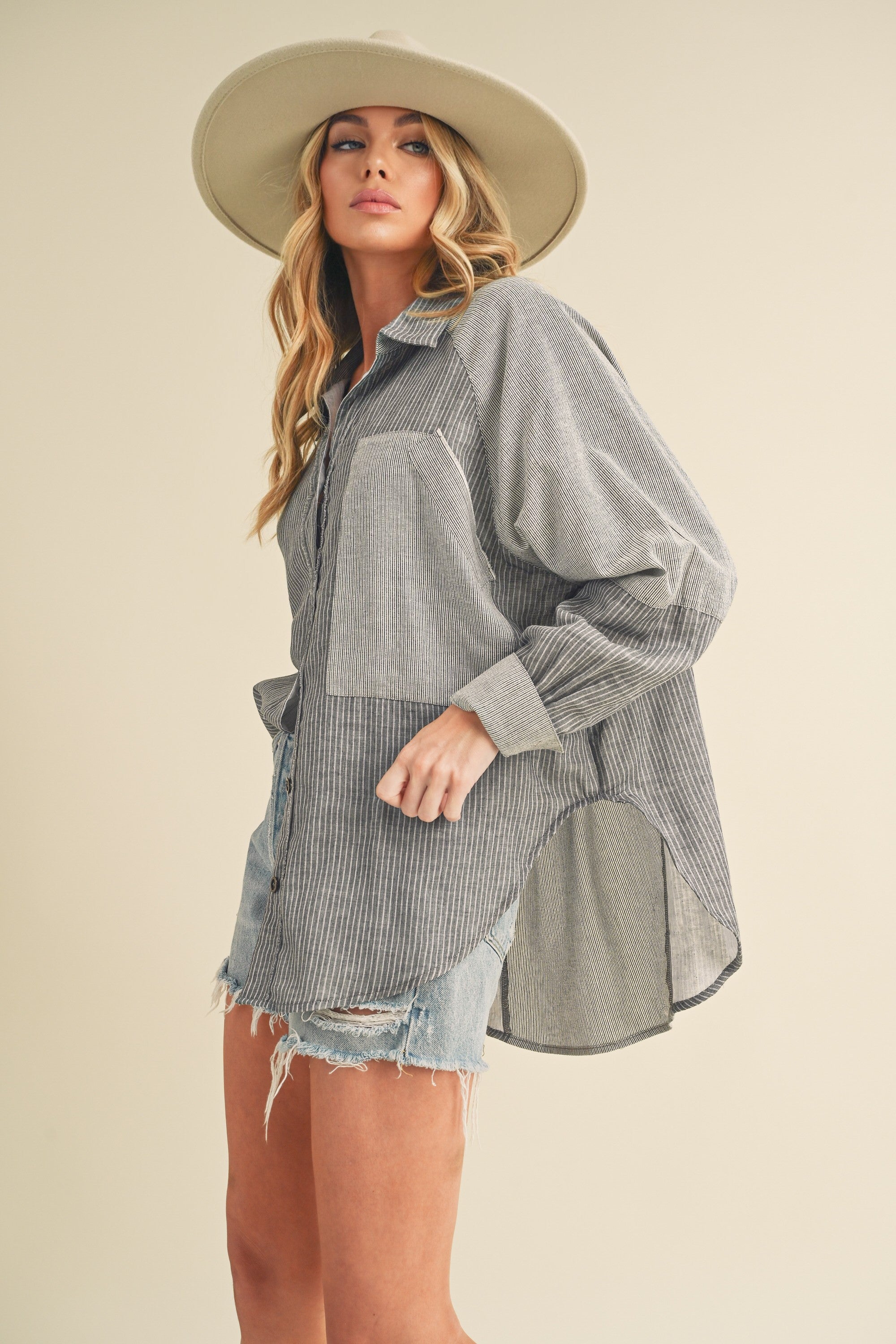 Shia Black Striped Top