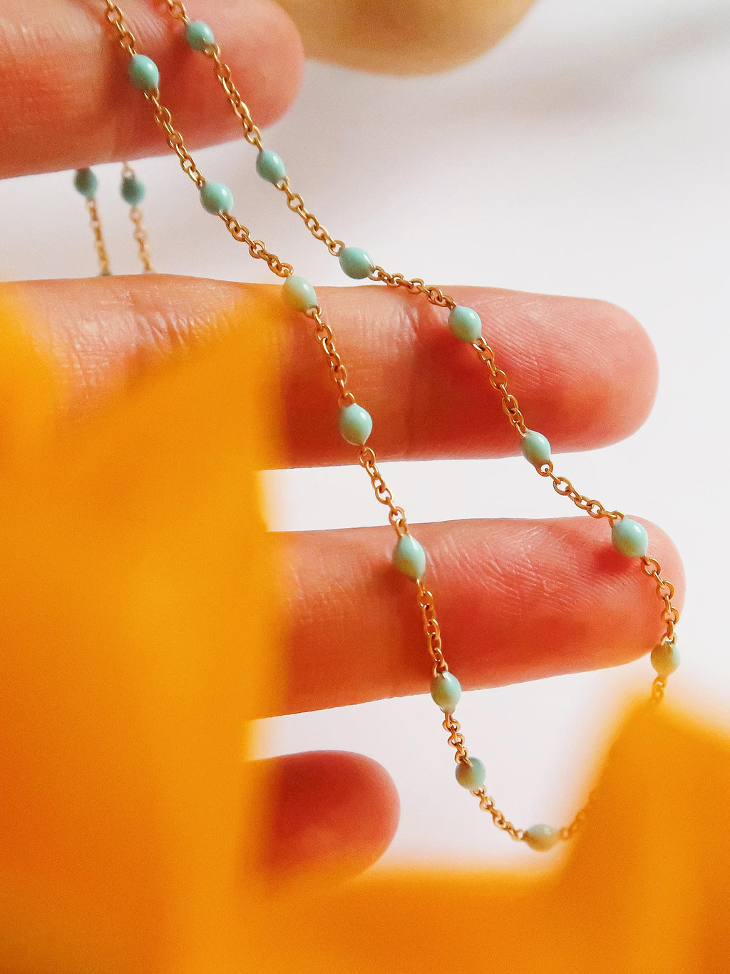 Soleil 18k Gold Blue Beaded Petite Chain Necklace