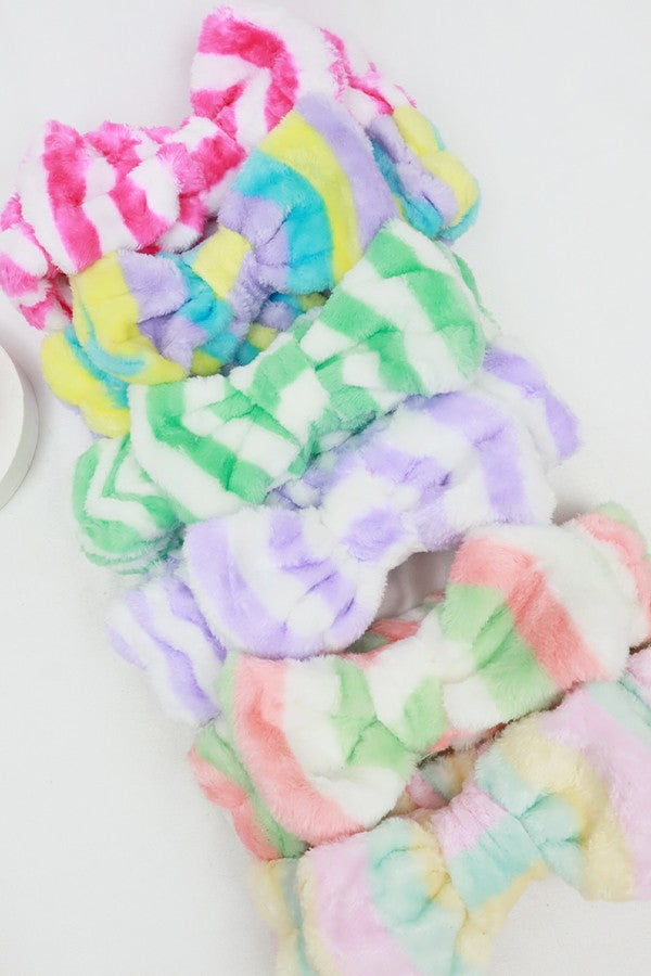 Striped Bow Spa Headband