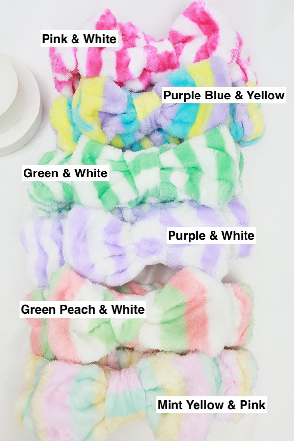 Striped Bow Spa Headband
