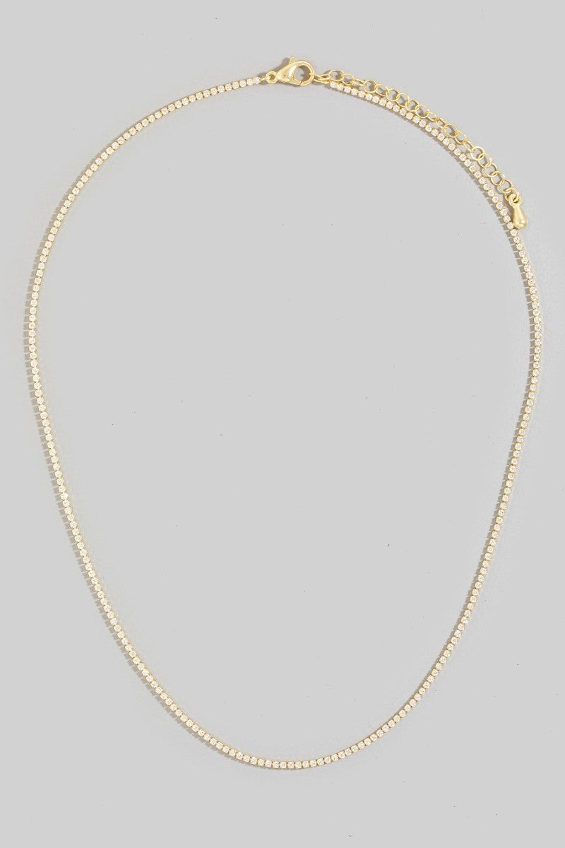 Gold Dipped Mini Cz Tennis Chain Necklace