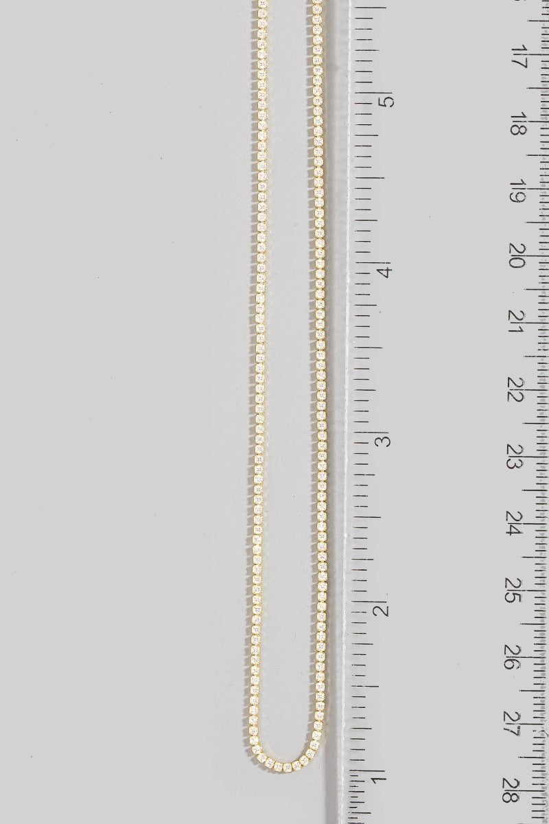 Gold Dipped Mini Cz Tennis Chain Necklace