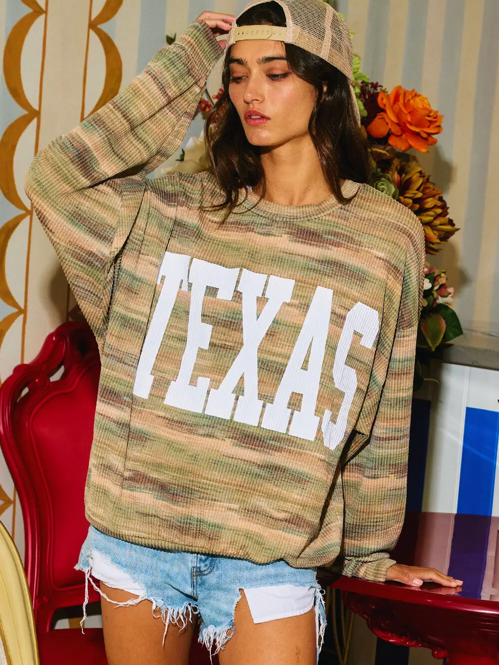 Texas Graphic Multi-Colored Oversized Sweatshirt