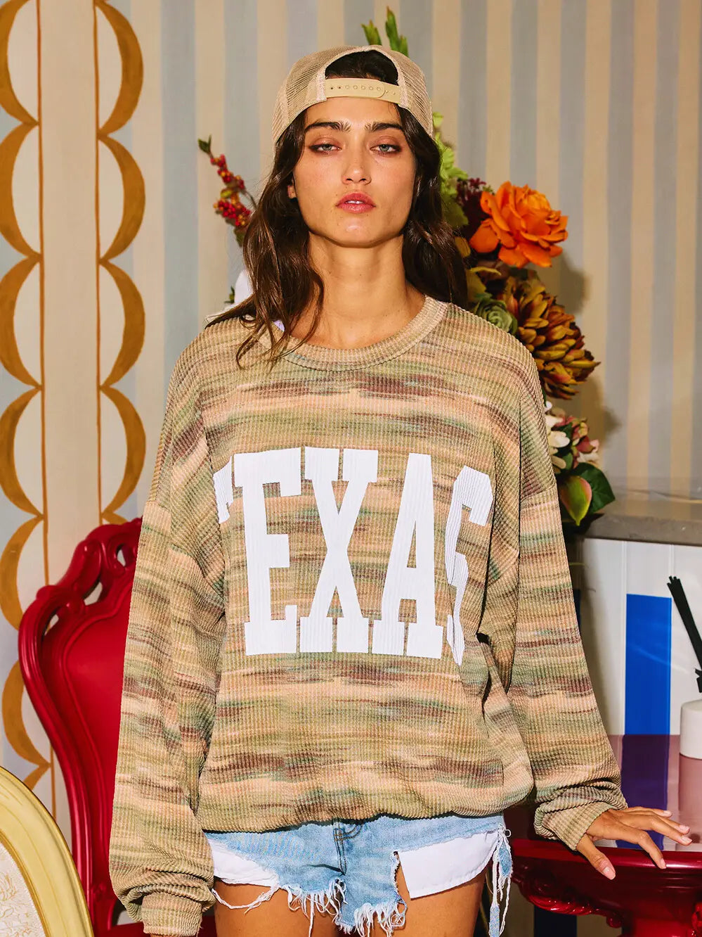 Texas Graphic Multi-Colored Oversized Sweatshirt