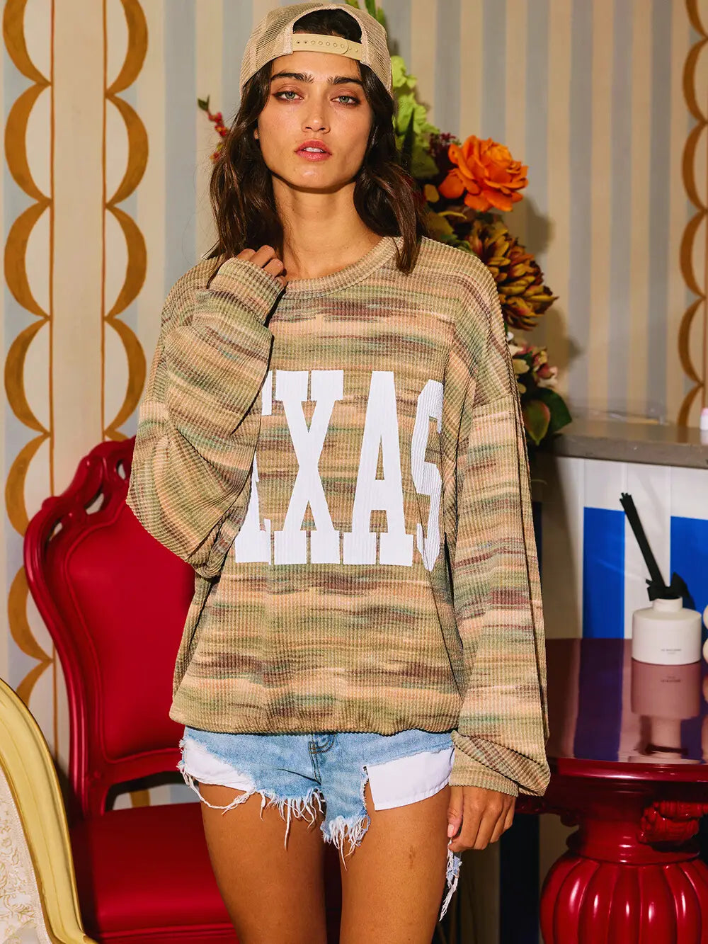 Texas Graphic Multi-Colored Oversized Sweatshirt