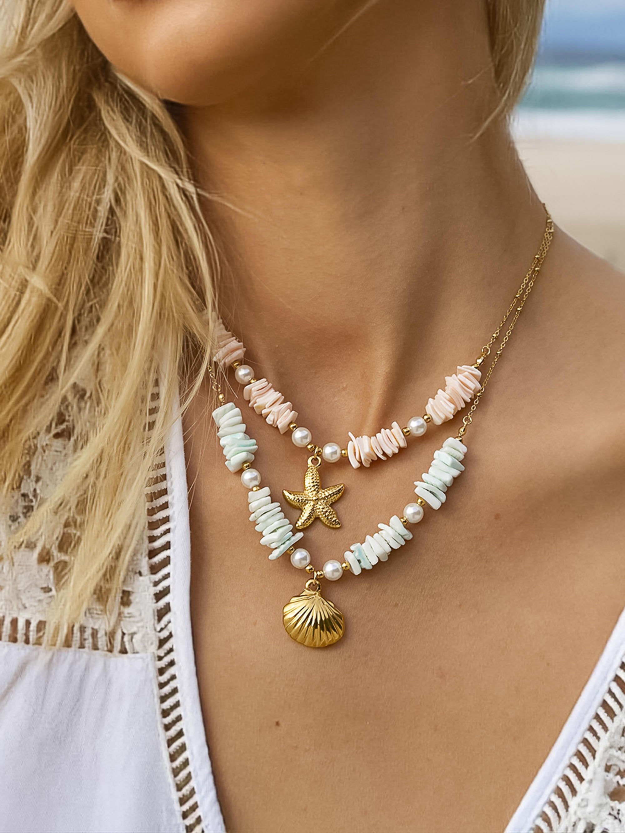 Thelma 18k Gold Non-tarnish Shell Star Necklace