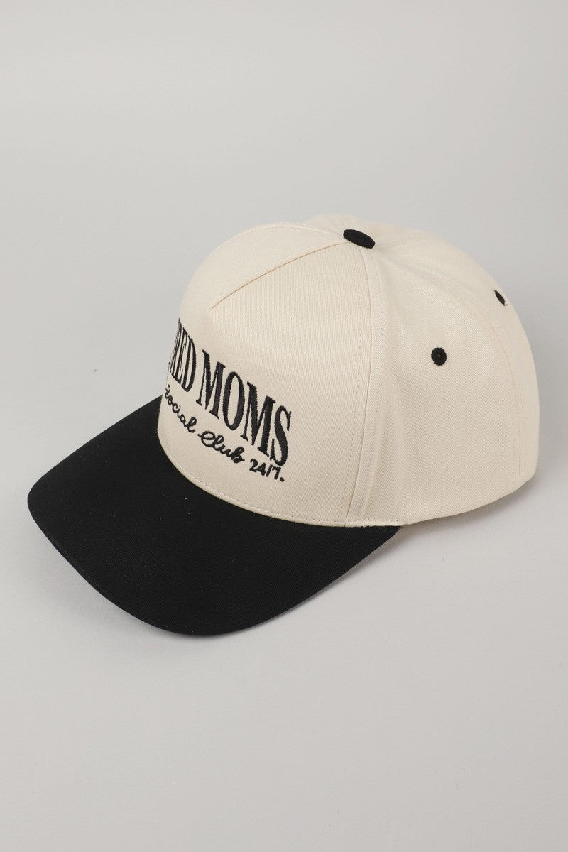 Tired Moms Est. Social Club 24/7 Black Embroidered Trucker Hat