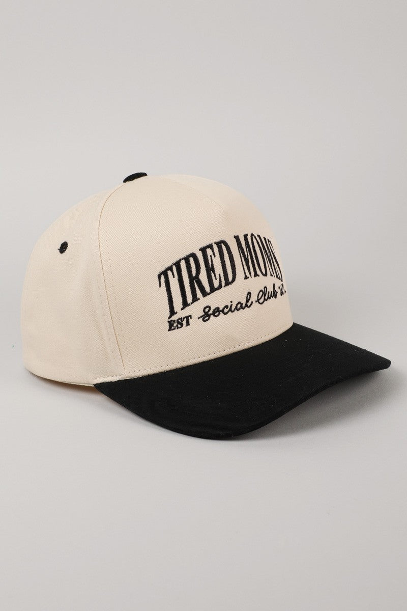 Tired Moms Est. Social Club 24/7 Black Embroidered Trucker Hat