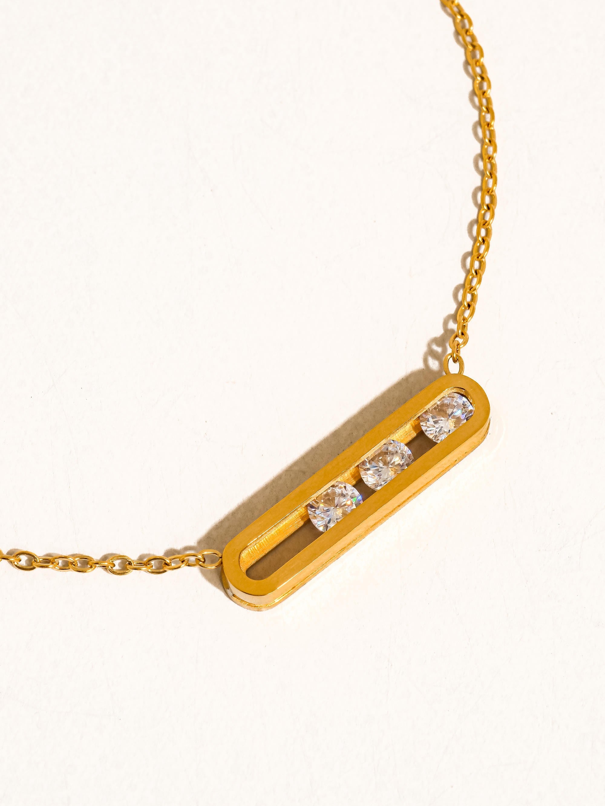 Yveline 18k Gold Bar Pendant Necklace